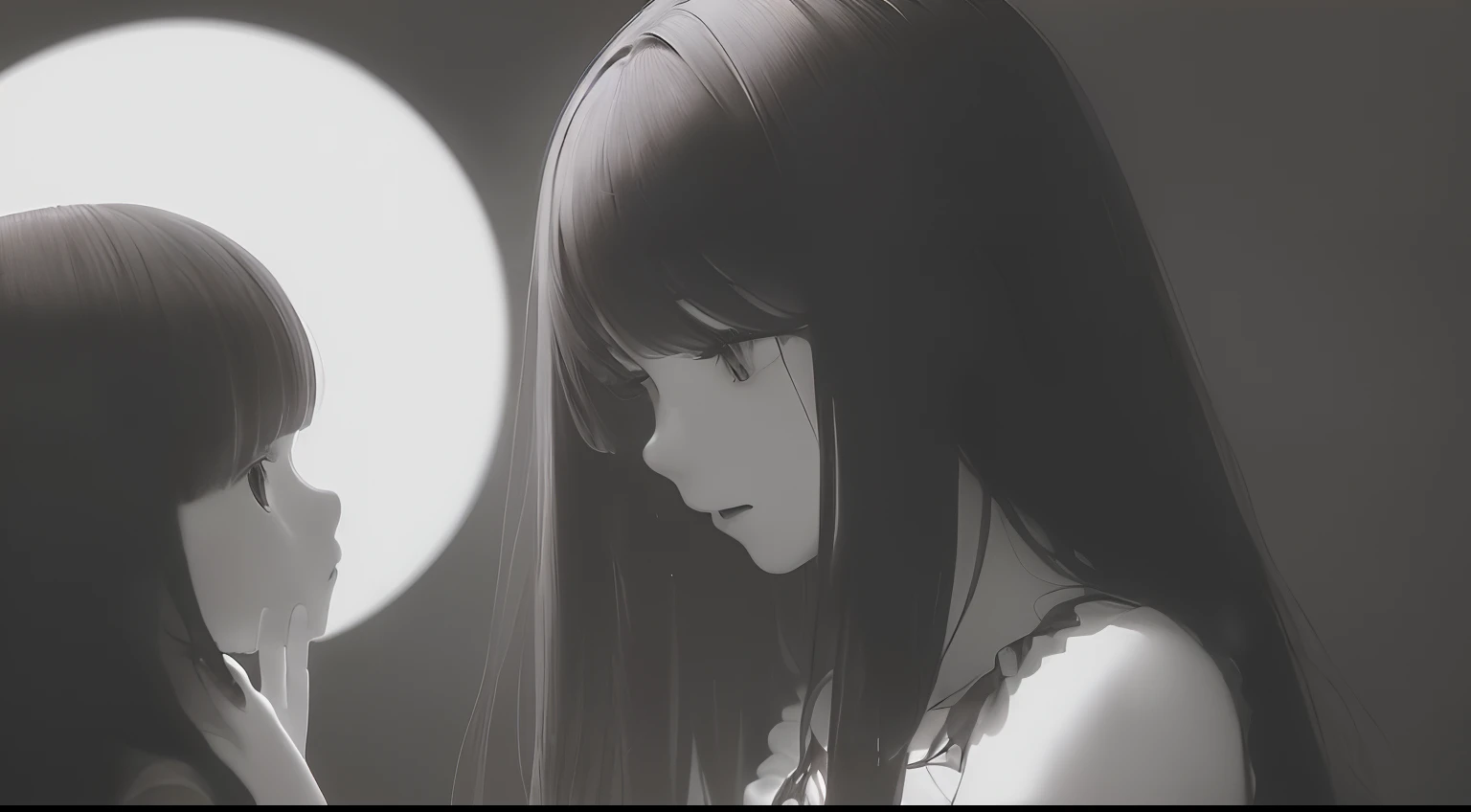 (a very delicate and beautiful)、girl with、、(Maniacal)、The human、Disgusting、canny、terrifying、独奏、(silhuette)、(、dark backgrounds、Black figure、(silhuette)、skinny body、The long-haired、Hollow parts、Black、