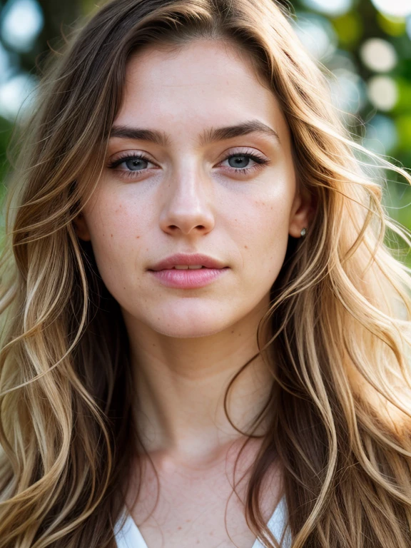 ((half body)) portrait photo of a beautiful 25 years european woman, endless long (extra long curly blonde hair), Award - winning photograph, Masterpiece, 8k, ultra high res, hyper detailed, beautiful woman, perfect face, rule of thirds, Perfect eyes, Perfect iris, perfect pupils, (perfectly round iris:1.3), Perfect lips, Perfect teeth, dimples, perfect nose, highly detailed hair, ((detailed face)), ((detailed facial features)), (finely detailed skin), pale skin, realistic skin texture, extreme skin details, (pores:0.1),(sweaty:0.8), insane details, intricate details, amazing fine detail, photorealistic, photograph, photorealism, rich colors, lifelike texture, neutral colors, Soft front light,cinematic lighting, dramatic lighting,dappled light on face, backlight on hair, sharp focus, wide angle, film grain, dslr, raw photo, photographed on Nikon