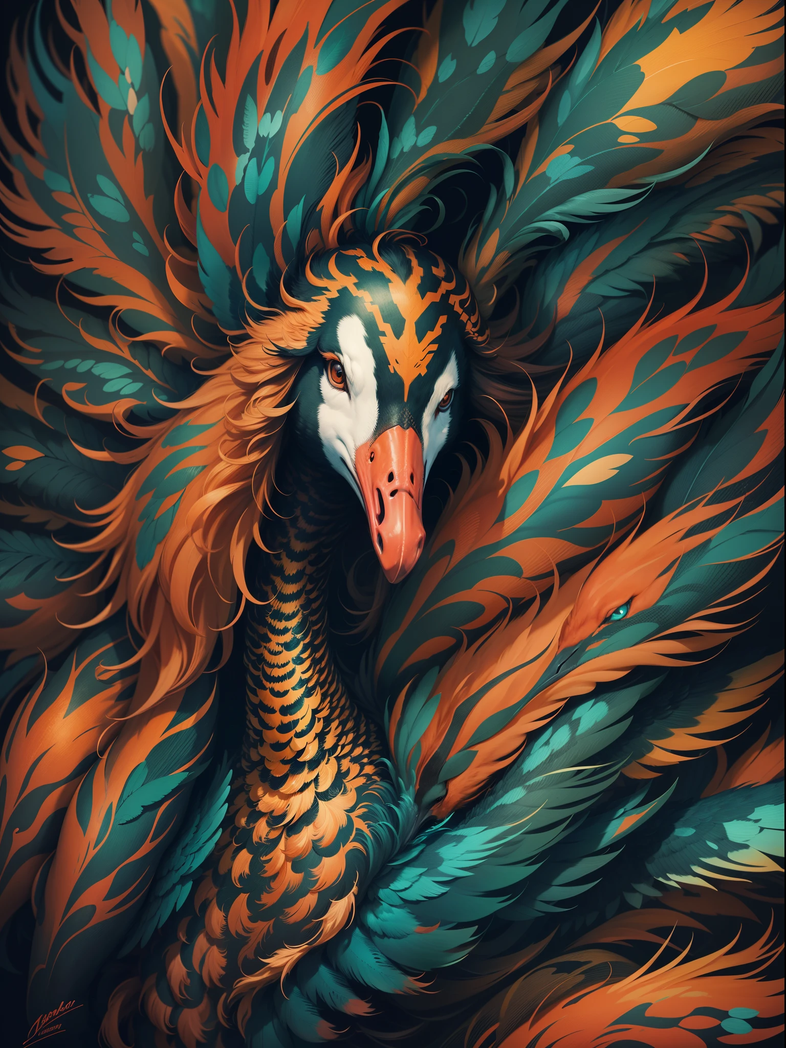 a goose with Marvel colors and patterns,heroic eyes,fluffy feathers,[comic style] @[MCU-themed] background, [heroic stance], bright and vibrant colors, [dynamic pose],sleek and shiny feathers, [powerful gaze], [detailed feathers and patterns], [high contrast], dramatic lighting, [cinematic feel], [full of energy]