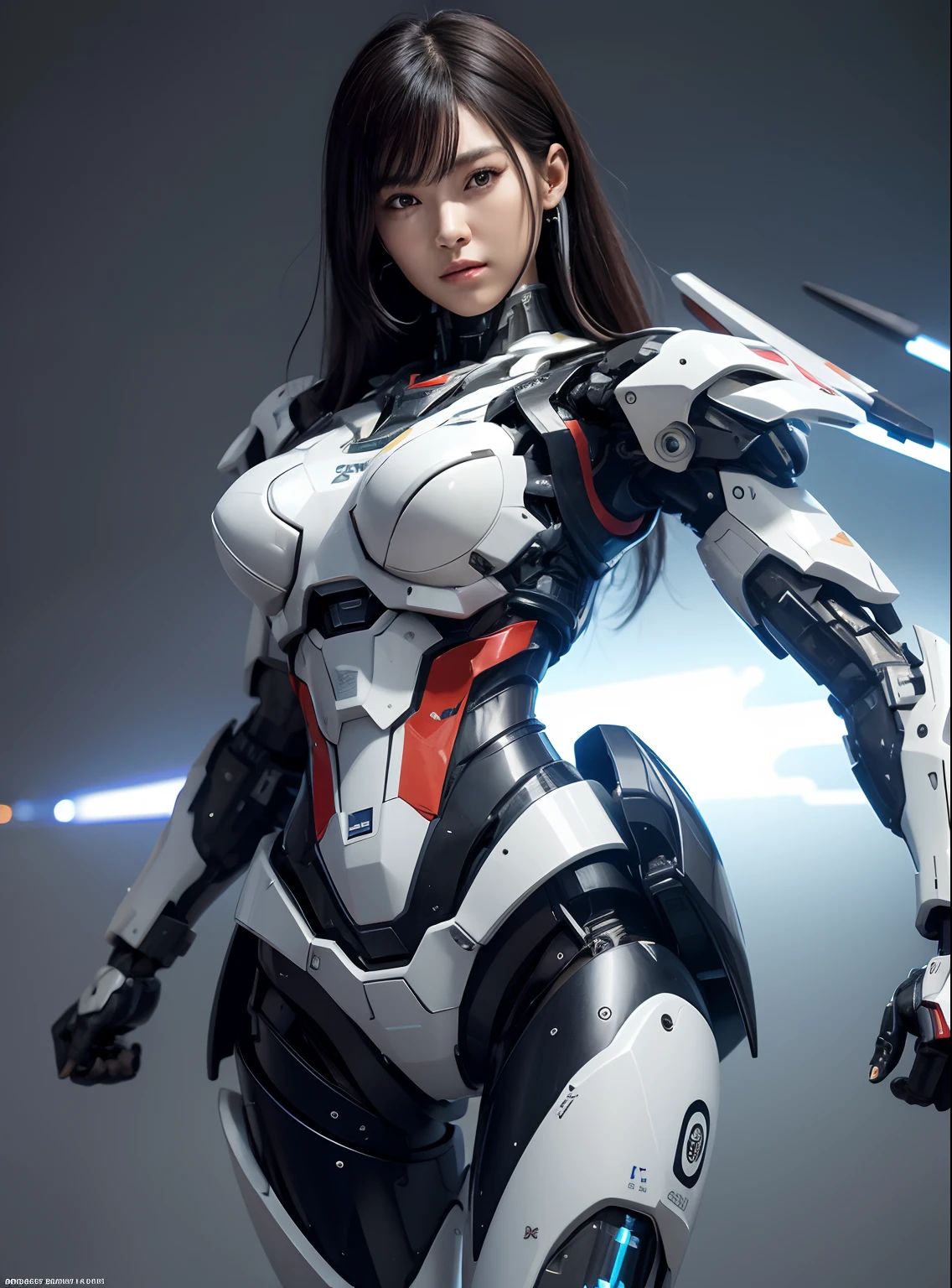Textured skin, Super Detail, high details, High quality, Best Quality, hight resolution, 1080p, hard disk, Beautiful,(cyborgs),(Missiles from the chest),(Machine gun from both hands),beautiful cyborg woman,Mecha Cyborg Girl,Battle Mode,Girl with a Mecha Body,She wears a battle cyborg mech with a weapon,Fulll body Shot