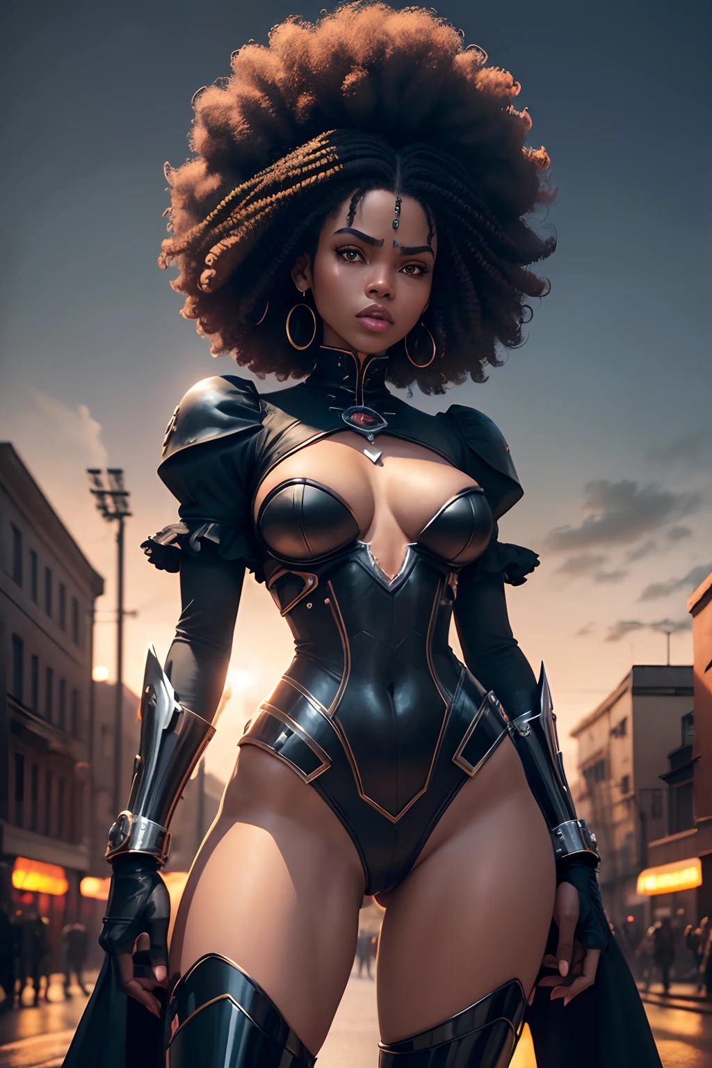 ((Black 2D on Hard Disk)) ((Black Woman Hard Drive)) pele castanho 2D , disco Rigido  (( Pantreon Fonte Anime ))  farda metalica , Woman standing on a city street with a robot, mulher(( Afro HD)) passando, Directed by: Guillermo del Toro, Filme ainda de Gal Gadot, symmetrical dieselpunk warrior, big titan creature in the center, Directed by: Free Pejic,(( afro ) FilmStill, victorian setting, Directed by: afro , Agustin Fernandez, Rorschach, Dos Vingadores (2023) ((afro anime ))