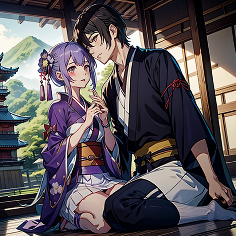 Akechi Mitsuhide and Nohime,komono,kimono,first love,Gifu Castle