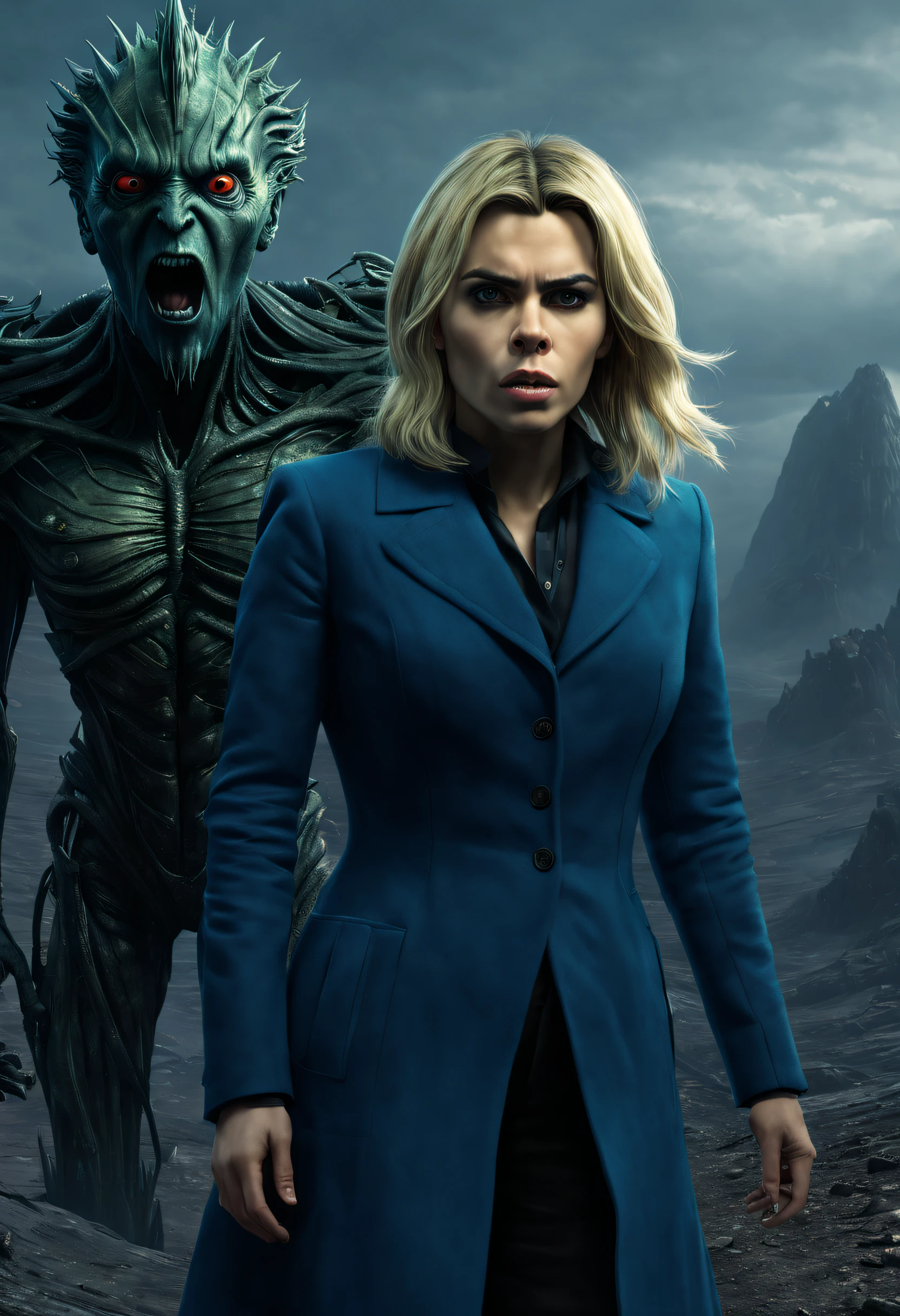 David Tennant as Dr Who with Billie Piper as Rose Tyler, alone on desolate planet ,Hyperrealistic, splash art, concept art, intricately detailed, color depth, dramatic, side light, colorful background,Unreal Engine 5", sf, intricate artwork masterpiece, ominous, matte painting movie poster, golden ratio, trending on cgsociety, intricate, epic, trending on artstation, by artgerm, h. r. giger and beksinski, highly detailed, vibrant, production cinematic character render, ultra high quality model, sf, intricate artwork masterpiece, ominous, matte painting movie poster, golden ratio, trending on cgsociety, intricate, epic, trending on artstation, by artgerm, h. r. giger and beksinski, highly detailed, vibrant, production cinematic character render, ultra high quality model