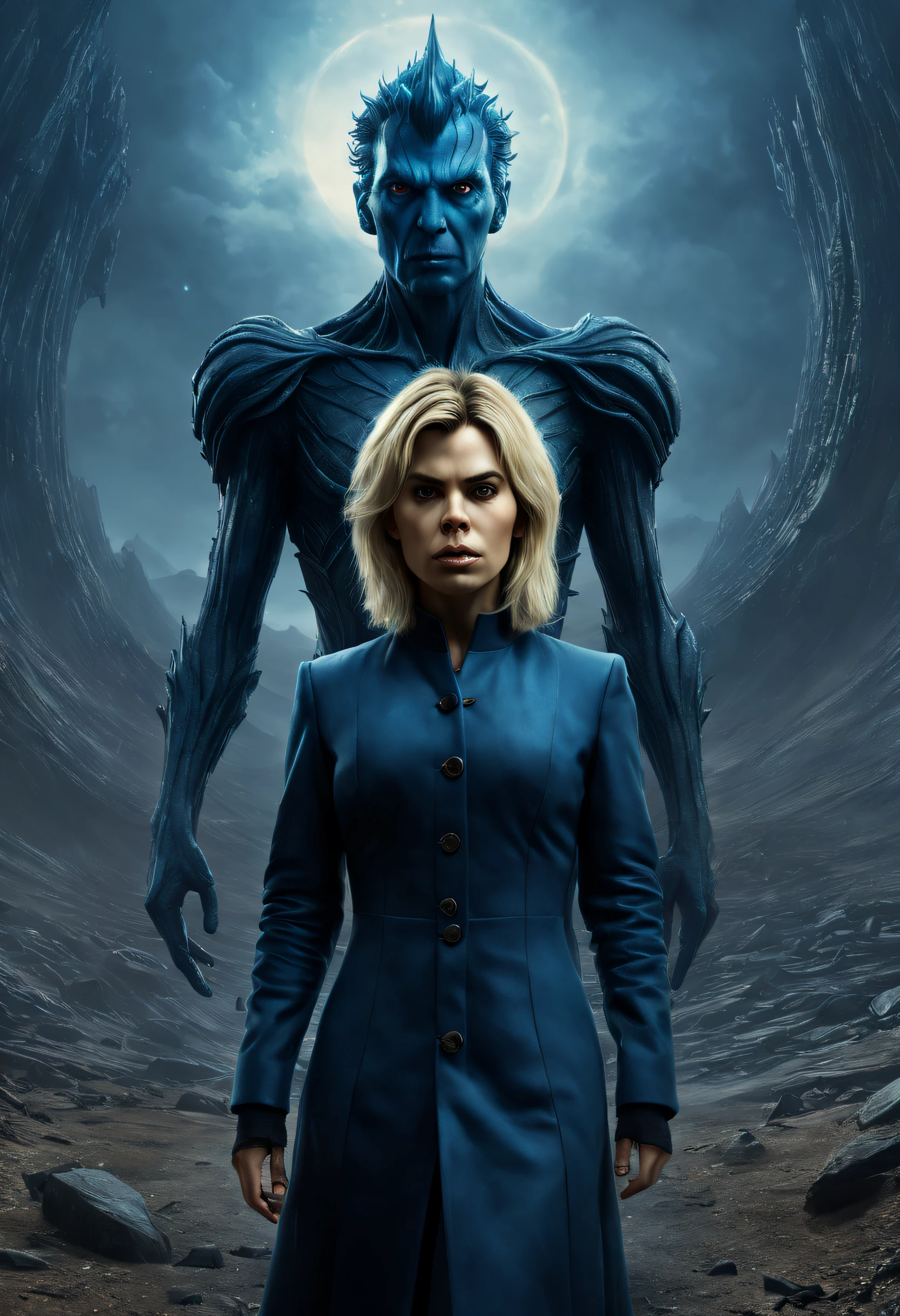 David Tennant as Dr Who with Billie Piper as Rose Tyler, alone on desolate planet ,Hyperrealistic, splash art, concept art, intricately detailed, color depth, dramatic, side light, colorful background,Unreal Engine 5", sf, intricate artwork masterpiece, ominous, matte painting movie poster, golden ratio, trending on cgsociety, intricate, epic, trending on artstation, by artgerm, h. r. giger and beksinski, highly detailed, vibrant, production cinematic character render, ultra high quality model, sf, intricate artwork masterpiece, ominous, matte painting movie poster, golden ratio, trending on cgsociety, intricate, epic, trending on artstation, by artgerm, h. r. giger and beksinski, highly detailed, vibrant, production cinematic character render, ultra high quality model
