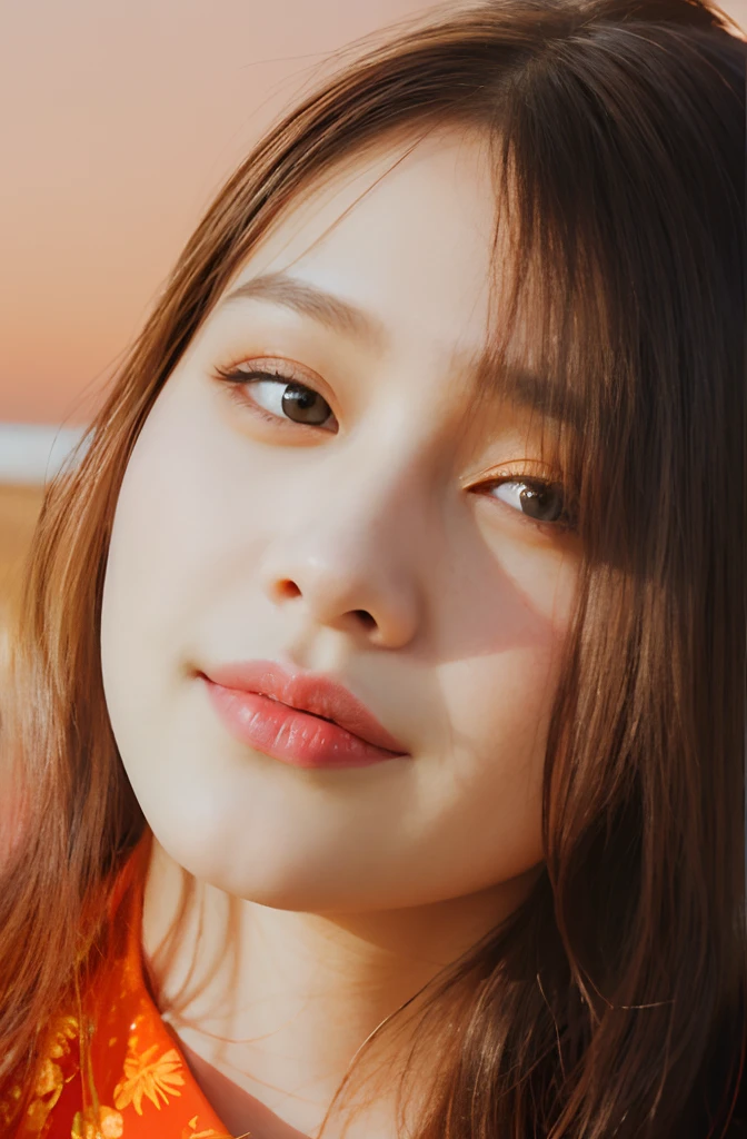 The long-haired woman leaned against the railing,With his eyes closed, bae suzy, On a sunny day, krystal, portrait jisoo blackpink, hot with shining sun, girl wears a red dress, shot at golden hour, Wearing a red cheongsam, Portrait shooting, photoshoot, Album art, ulzzangs, jisoo of blackpink, red velvet, jisoo from blackpink,Open,largeeyes,Open,Open,Wide eyes