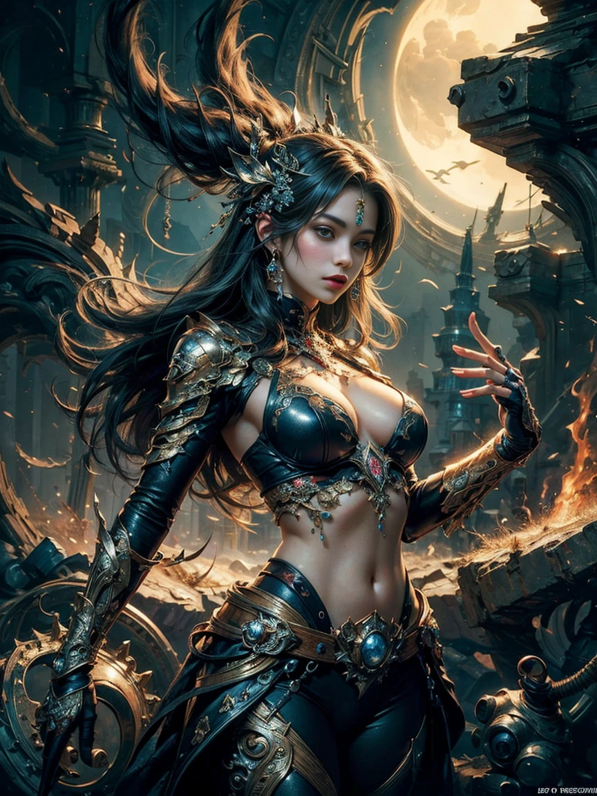 (masterpiece, top quality, best quality, official fantasy art, beautiful and aesthetic:1.2), (1girl), extreme detailed,(fractal art:1.3),colorful,highest detail.