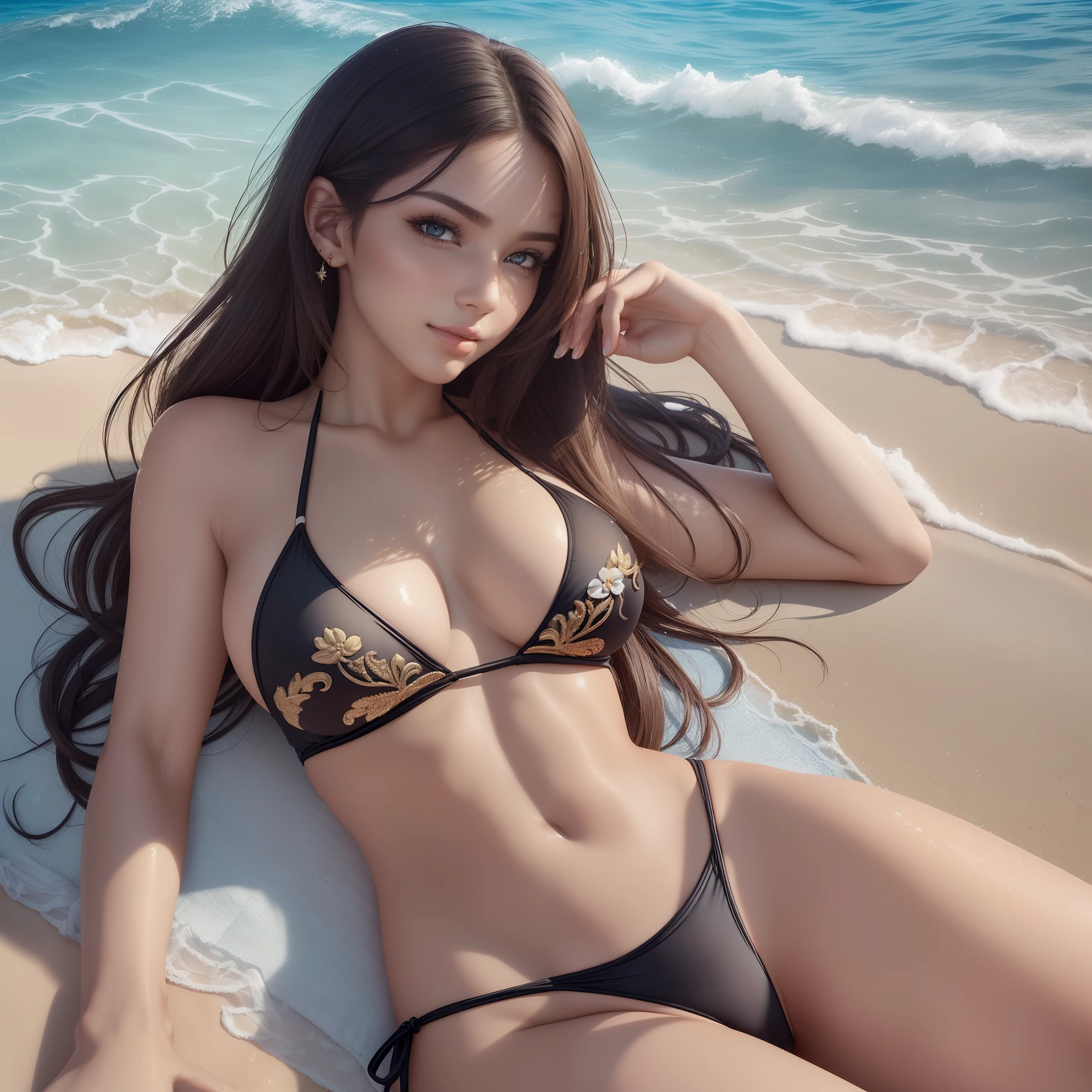 (Best Quality), (Ultra Precise), (16k,Ultra Realistic), Masterpiece, (Sharpness), Art, Detailed Detailed, Single, (Perfect and Unbreakable Body Depiction), (Perfect Balance), (Adult Female in Early Twenties))), (Beautiful Detailed Face), Beautiful Detailed Eyes, Beautiful Lips, Smile: 1.3, Staring at Viewer, Smile, Perfect And Precise Style, Big: 1.3, Tight Body, ((Detailed and detailed various swimsuits,)), (Detailed fabric texture)(Detailed skin texture), (Ultra High Definition), (Ultra Detail:1.3), (Glossy nail polish), Beautiful feet, Sports: 1.4, Beach: 1.4, Beach ball: 1.1, Sunburn: 1.3, Sunny sky,