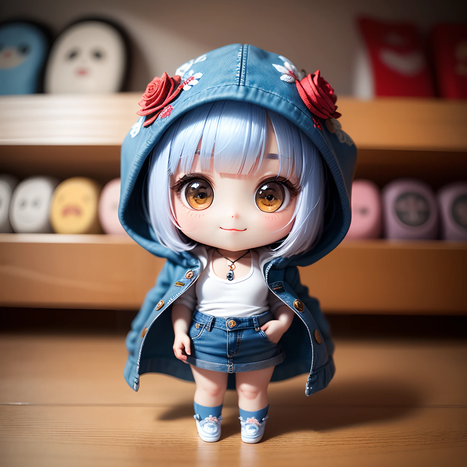 gawr gura . 1girl . animal hood . bangs . blue eyes . blue hair . blunt bangs . blush . clothes lift . collarbone . double v . fins . fish tail . grey hair . grin . hair ornament . heart . heart-shaped pupils . hood . lifted by self . long hair . long sleeves . looking at viewer . multicoloured hair . navel . no pants . . juice . shark girl . shark hair ornament . shark hood . shark tail . sharp teeth . smile . solo . streaked hair . symbol-shaped pupils . tail . teeth . two side up . uncensored . virtual youtuber . wide sleeves