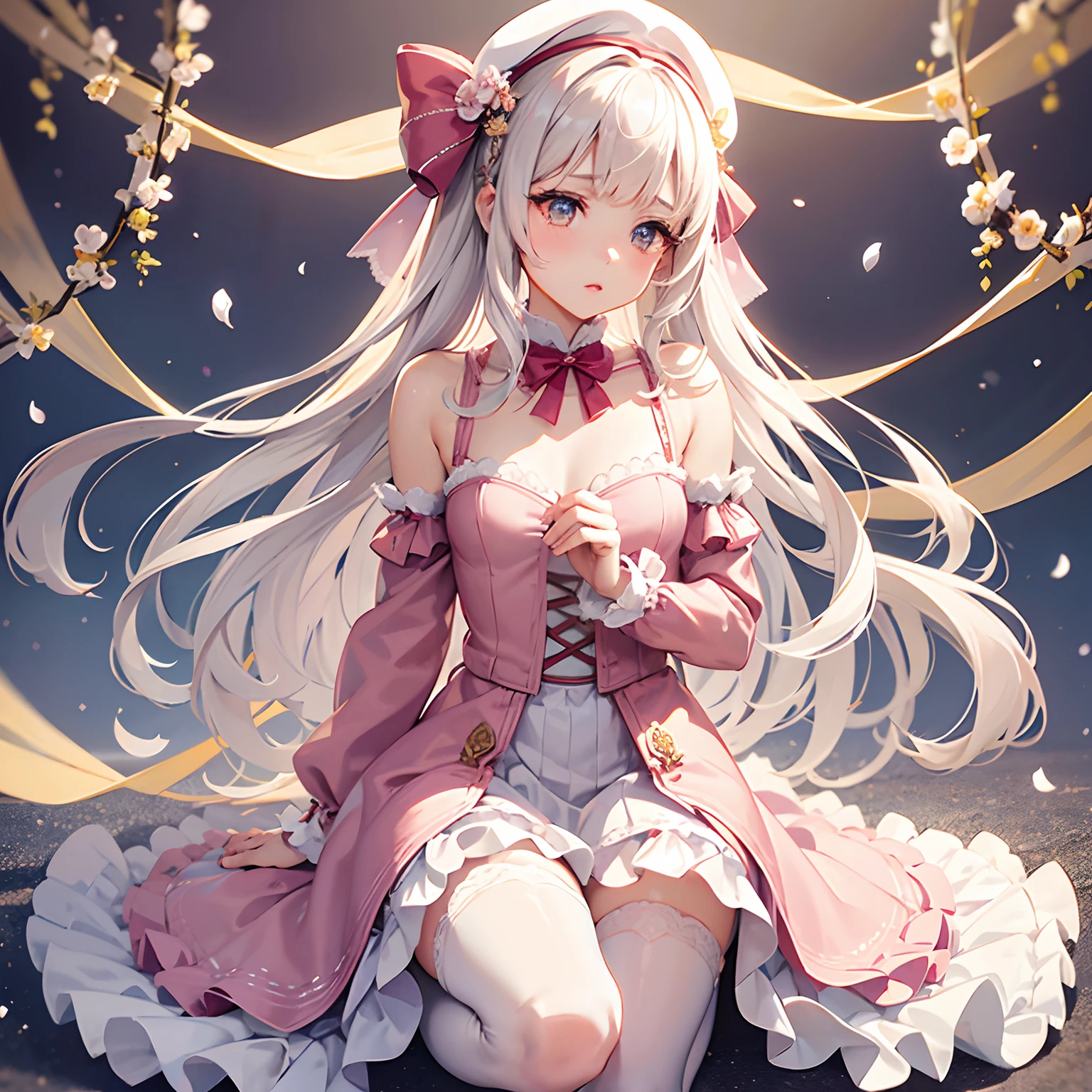 detailed digital anime art, beautiful anime artwork, detailed anime artwork, anime art wallpaper 4k, anime art wallpaper 4k, detailed anime art, beautiful anime art, anime fantasy artwork, anime fantasy illustration, clean detailed anime art, beautiful fantasy anime, beautiful artwork illustration beautiful girl, cute, Smiling, blonde hair, maid clothes, (chibi: 1.6), garden with lots of flowers, tea time, cake, white table, white chairs (gastronomy: 1.8)