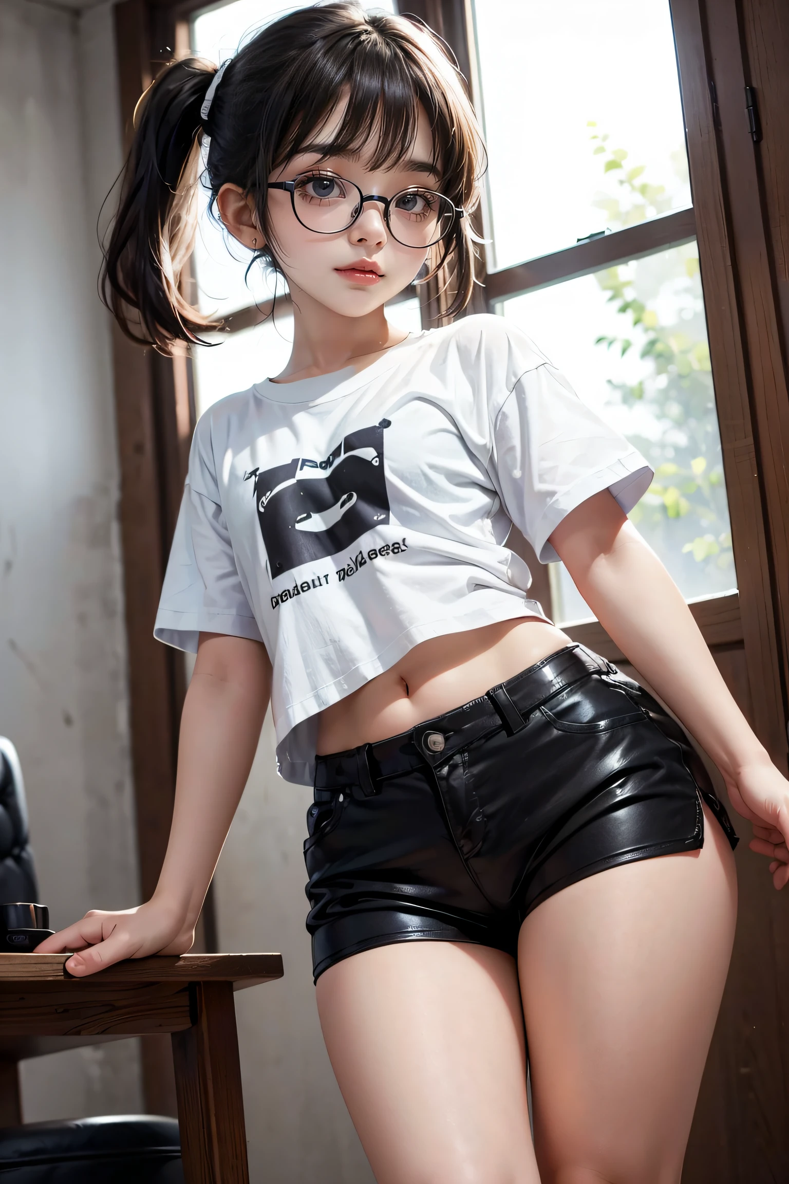 Cute *********** s  , spectacled , black shorts , nsfw , white t-shirt