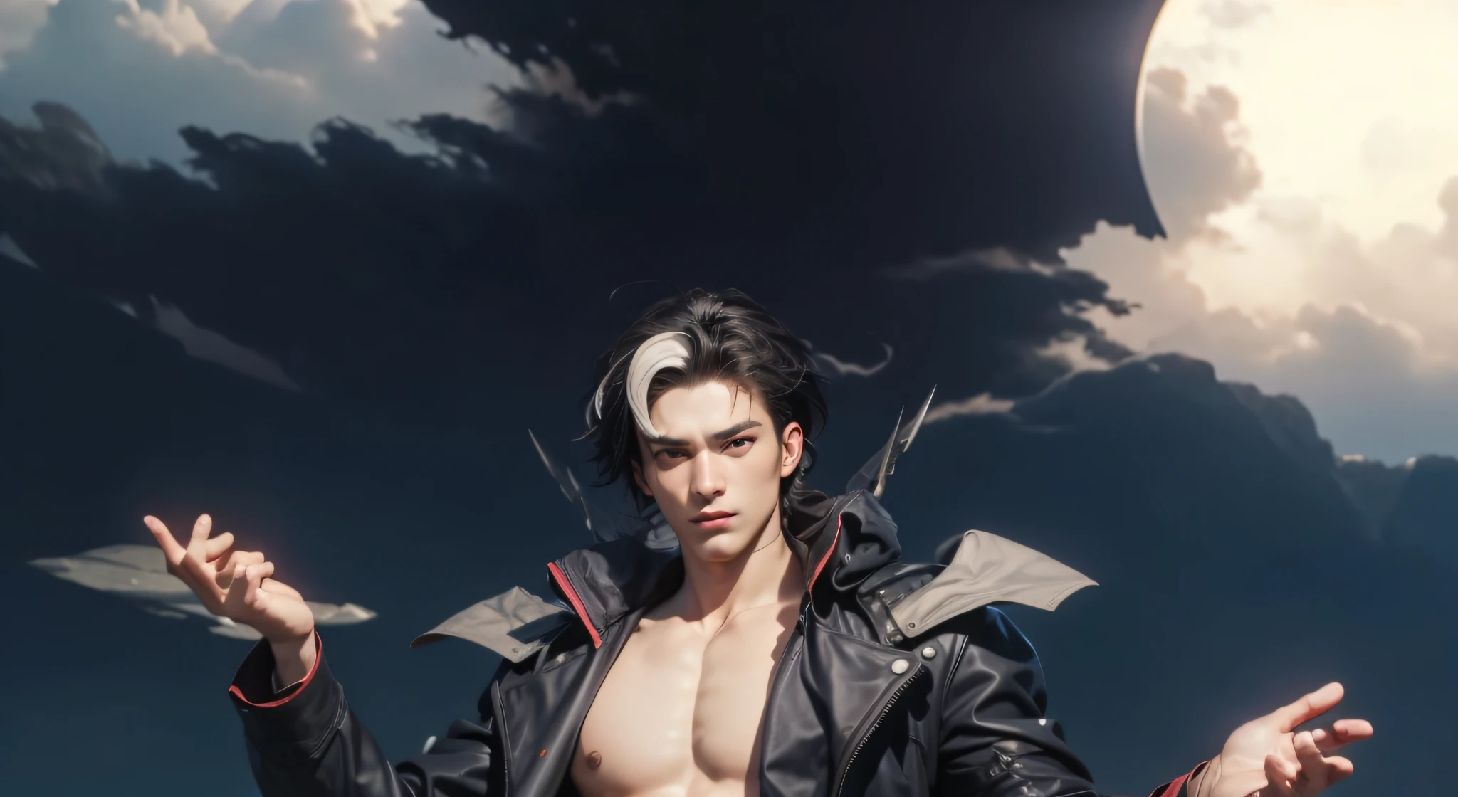(max resolution: 1.2), (Ultra HDTV: 1.2), 8K resolution, Eye and skin details, detailed facial features, , (Sharp focus: 1.2), (Focus focus) facial expressions: 1.2), 1 Guy, Yes, Black hair, exposed chest, 8 pack, (No shirt), (((Black briefs)))