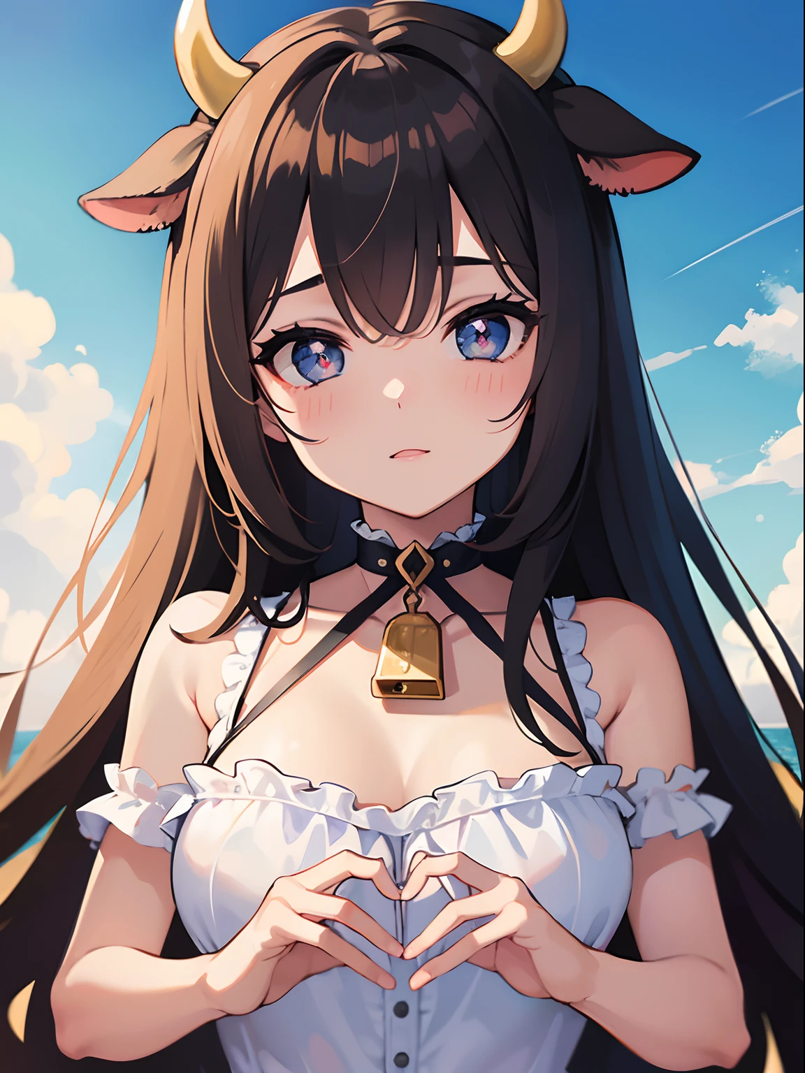 (melhor qualidade, obra-prima), 1girl, (peluda), cow, feliz, corada, rechonchuda, fofa, heart-shaped shaped pupils,