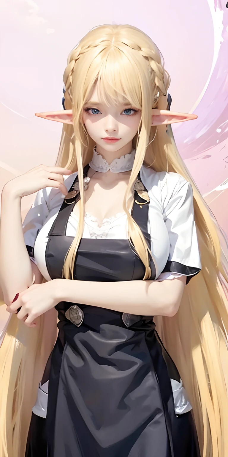 1girl,huge breast,elf, blonde hair, high quality, ultra detailed, masterpiece, realistic