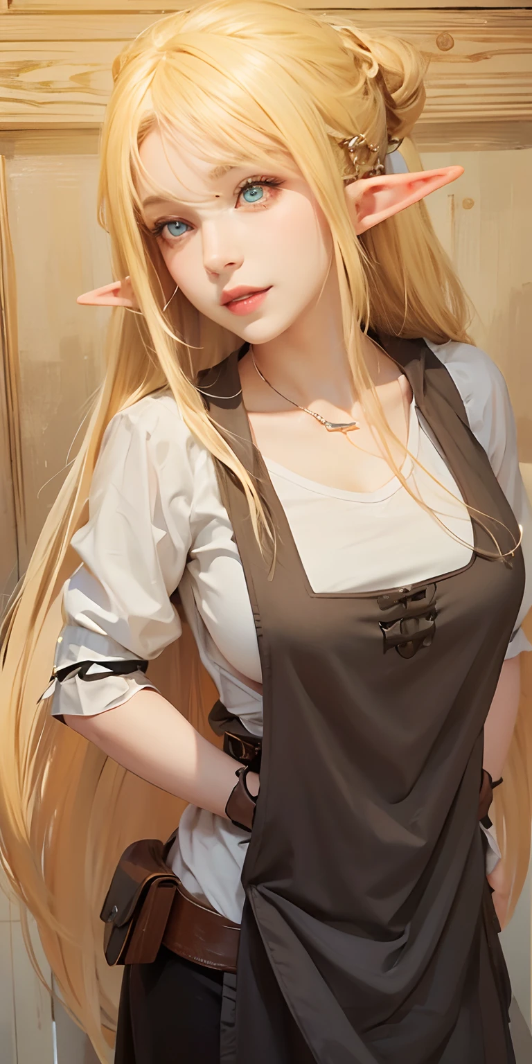 1girl,huge breast,elf, blonde hair, high quality, ultra detailed, masterpiece, realistic