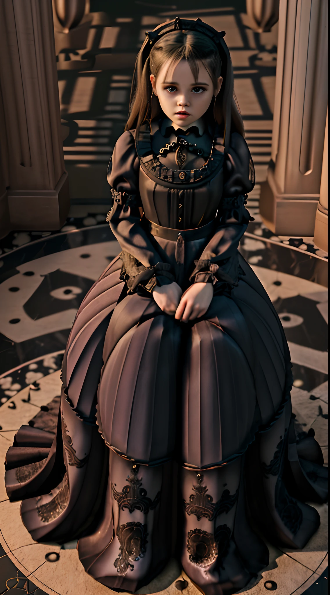 16k resolution, beautiful supermodel, highres, RAW photo, absurdres, full body portrait, Masterpiece, best quality, (very detailed CG Unity 16k wallpaper), (best quality), (best illustration), (best shadow), (beautiful woman Forced to pee herself during exam: 1.5), denied bathroom request, (grabbing sides of ballgown skirt curtsy: 1.7), defeated accepting the inevitable peeing herself (pees herself during exam: 1.5) (puddle forming under ballgown:1.4), (thick satin gothic long floor length pleated ballgown skirt:1.8) (satin gothic pleated ballgown: 1.8) (large breasts: 1.6) (corset halter: 1.5) (knee high combat boots:1.4), long braided pigtails, sadness, red lips, embarrassed, blushing, ashamed, silently crying, (legs crossed trying to close her pee hole: 1.5),