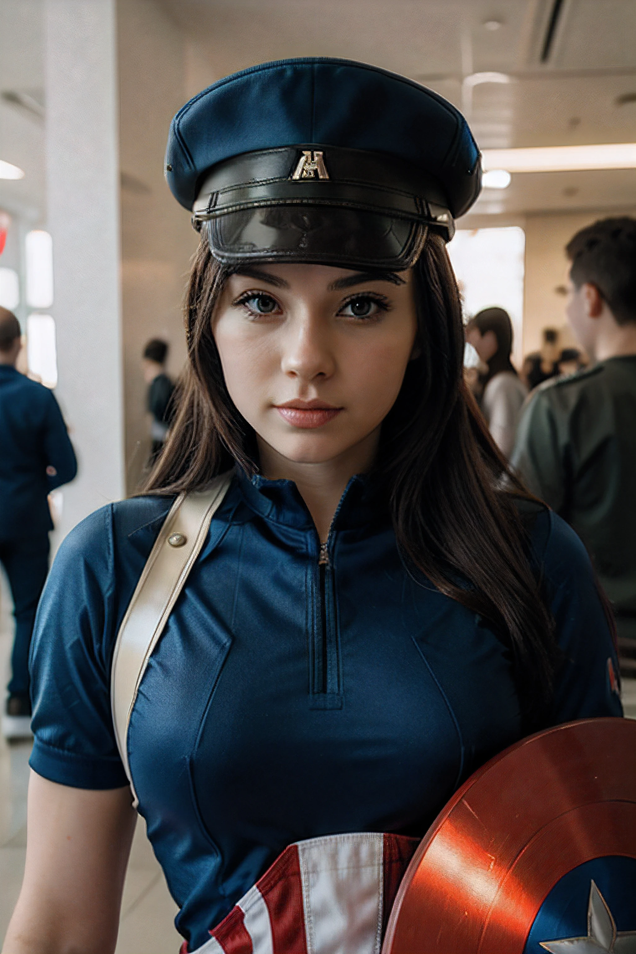a cute anime captain america cosplay by russian girls.