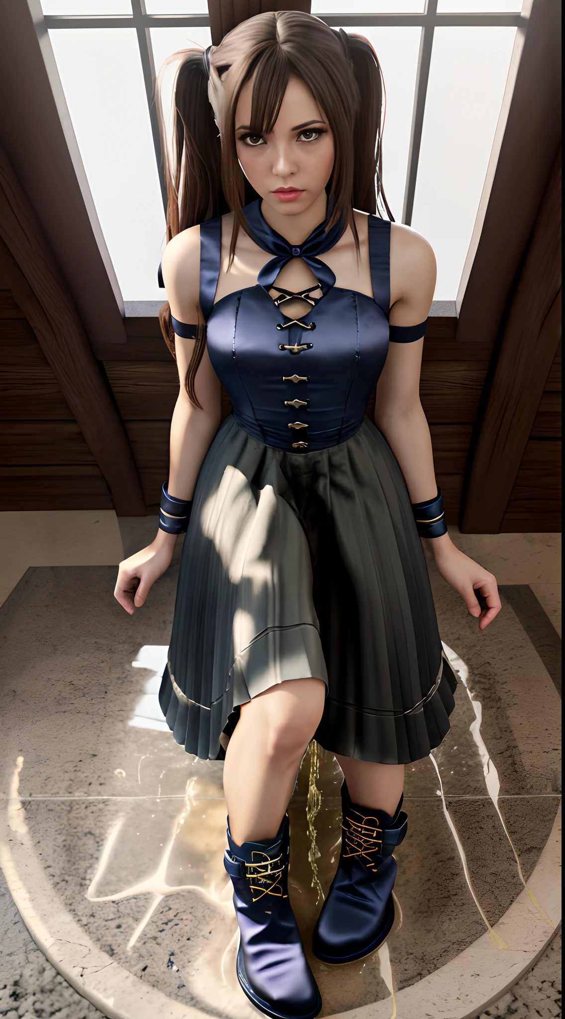 16k resolution, beautiful supermodel, highres, RAW photo, absurdres, full body portrait, Masterpiece, best quality, (very detailed CG Unity 16k wallpaper), (best quality), (best illustration), (best shadow), (beautiful woman Forced to pee herself waiting in line for the bathroom: 1.5), needs to pee very urgently, (grabbing sides of ballgown skirt curtsy: 1.7), defeated accepting the inevitable peeing herself (pees herself waiting in long line of girls: 1.5) (puddle forming under ballgown:1.4), (thick satin gothic long floor length pleated ballgown skirt:1.8) (satin gothic pleated ballgown: 1.8) (large breasts: 1.6) (corset halter: 1.5) (knee high combat boots:1.4), long braided pigtails, sadness, red lips, embarrassed, blushing, ashamed, silently crying, (legs crossed trying to close her pee hole: 1.5),