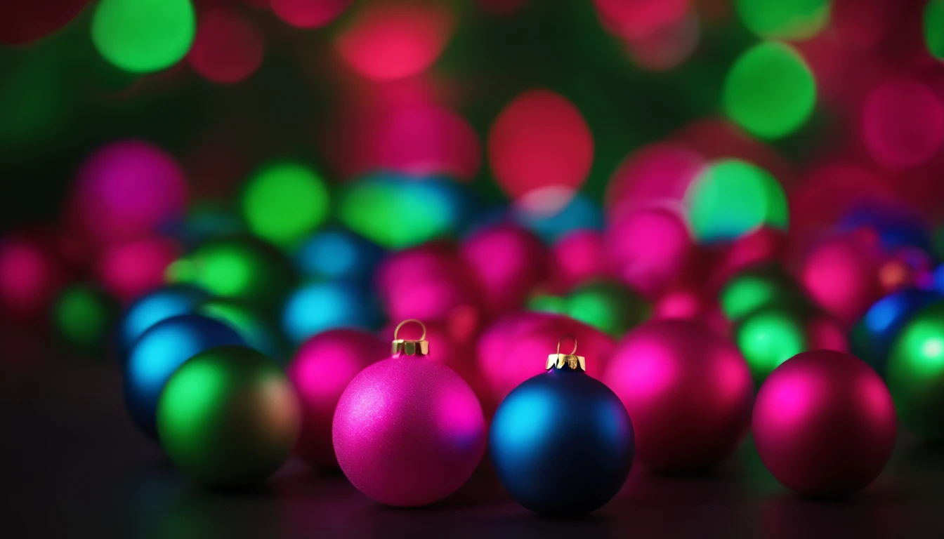A vibrant and modern background showcasing a gradient of bright and bold Christmas colors, like hot pink, lime green, and electric blue, adding a contemporary twist to the holiday season