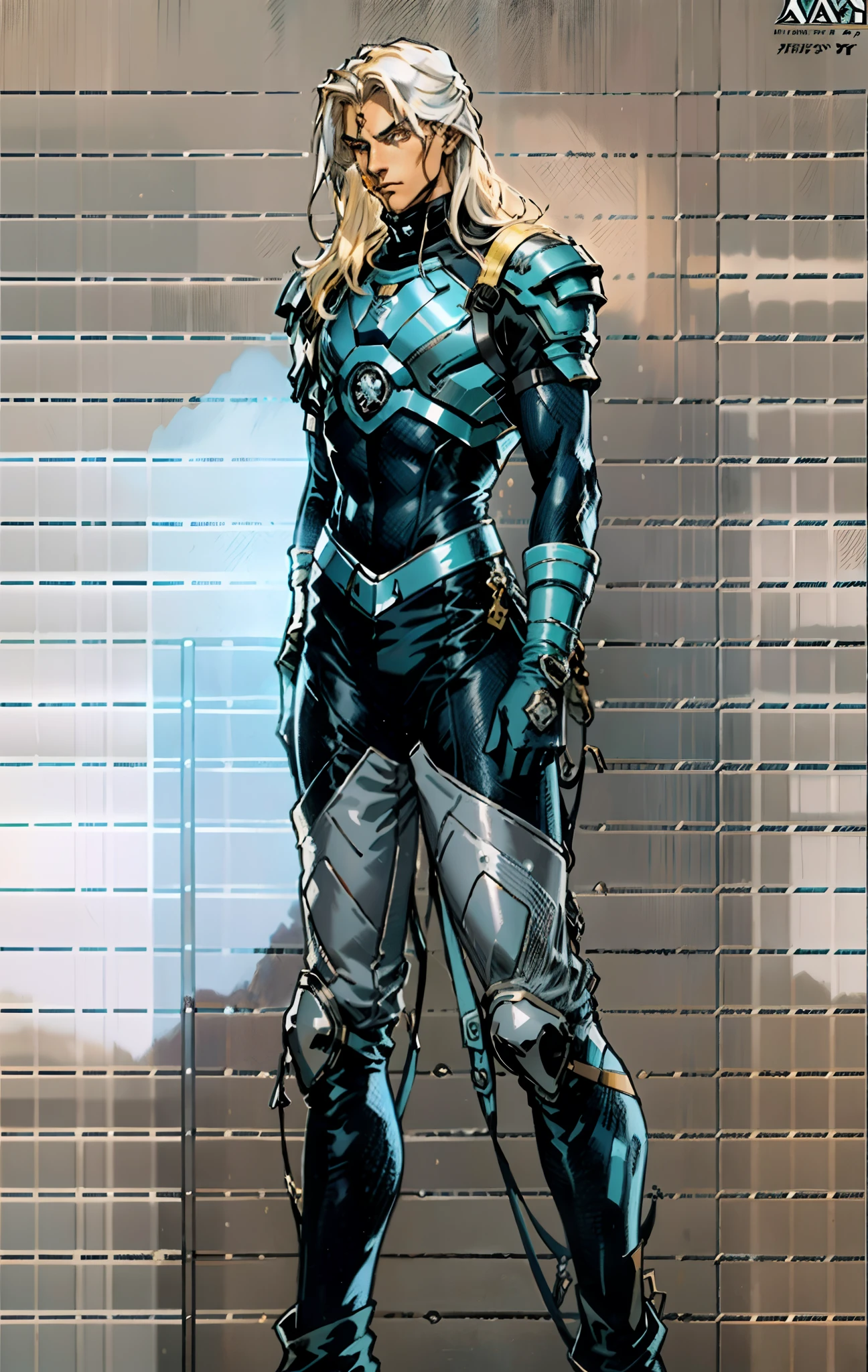 A middle-aged man, long platinum-blond hair, neatly combed hair, a square face, a serious expression, sharp eyes, tall figure, a dark fantasy-realistic style bodysuit, short sleeve, a silver-white chestplate, gloves with metal accessories, three metal blades extending from the gloves, tight-fitting pants that match the bodysuit, silver-white metal shin guards, boots, the background is a mountain forest at night, with falling leaves, this character embodies a finely crafted fantasy-realistic style assassin in anime style, characterized by an exquisite and mature manga illustration art style, high definition, best quality, highres, ultra-detailed, ultra-fine painting, extremely delicate, professional, anatomically correct, symmetrical face, extremely detailed eyes and face, high quality eyes, creativity, RAW photo, UHD, 8k, Natural light, cinematic lighting, masterpiece-anatomy-perfect, masterpiece:1.5