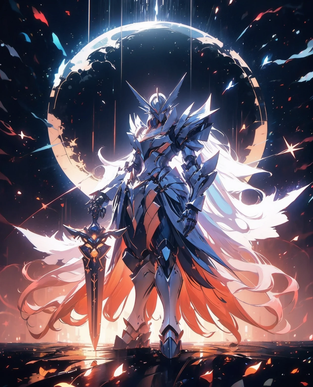 A Dragon Emperor in the Milky Way, Sun Surface on background, Golden Saint Seiya Limb Armor, (Cloak), (Dragon Symbol: 1.5), (Gundam Exia: 1.5), (Starry Sky: 1.8) (Mecha) (Mechanical) (Armor), (Open leg: 1.3), Perfect, (Wide Angle), (Black Background: 1.6), Best Quality, Masterpiece, Super Resolution, (Reality: 1.4), Crazy Detail, Unrealistic Engine Style, Boca Effect, David La Chapelle style lens, bioluminescent palette: light blue, light gold, light pink, bright white, wide angle, ultra-fine, cinematic still life, vibrant, Sakimichan style, perfect eyes, highest image quality 8K, inspired by Harry Winston, Canon EOS R 6 shooting masterpiece "Chaos 50,--, under eye mole, ray tracing, surrealism, textured skin