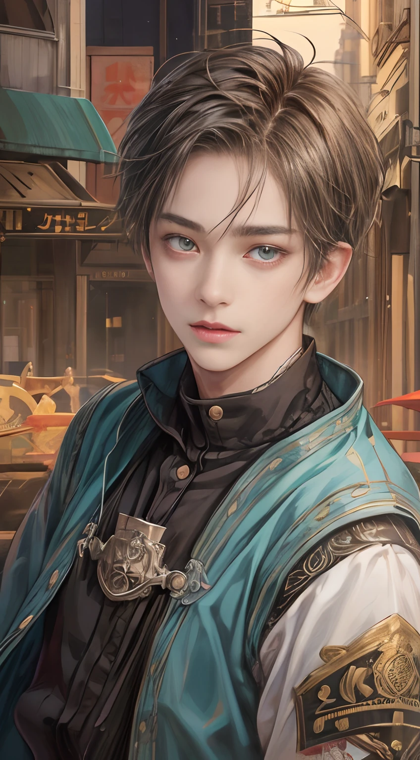 (masutepiece, Best Quality, ultra-detailliert: 1.6), Illustration, (Single, One boy, Beautiful detailed eyes: 1.2), city, Street, Cute, Otherworld, Shota:0.4