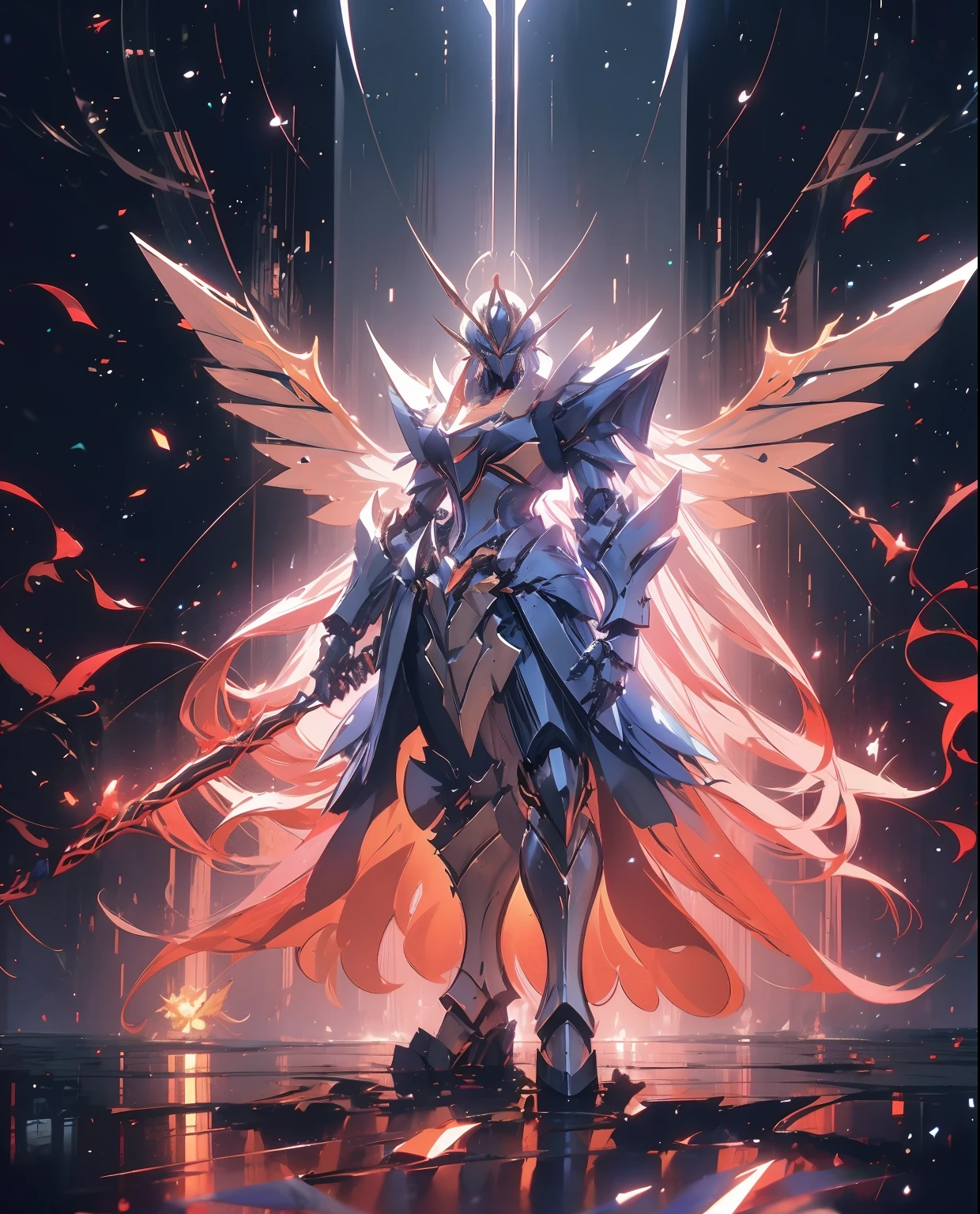 A Dragon Emperor in the Milky Way, Sun Surface on background, Golden Saint Seiya Limb Armor, (Cloak), (Dragon Symbol: 1.5), (Gundam Exia: 1.5), (Starry Sky: 1.8) (Mecha) (Mechanical) (Armor), (Open leg: 1.3), Perfect, (Wide Angle), (Black Background: 1.6), Best Quality, Masterpiece, Super Resolution, (Reality: 1.4), Crazy Detail, Unrealistic Engine Style, Boca Effect, David La Chapelle style lens, bioluminescent palette: light blue, light gold, light pink, bright white, wide angle, ultra-fine, cinematic still life, vibrant, Sakimichan style, perfect eyes, highest image quality 8K, inspired by Harry Winston, Canon EOS R 6 shooting masterpiece "Chaos 50,--, under eye mole, ray tracing, surrealism, textured skin
