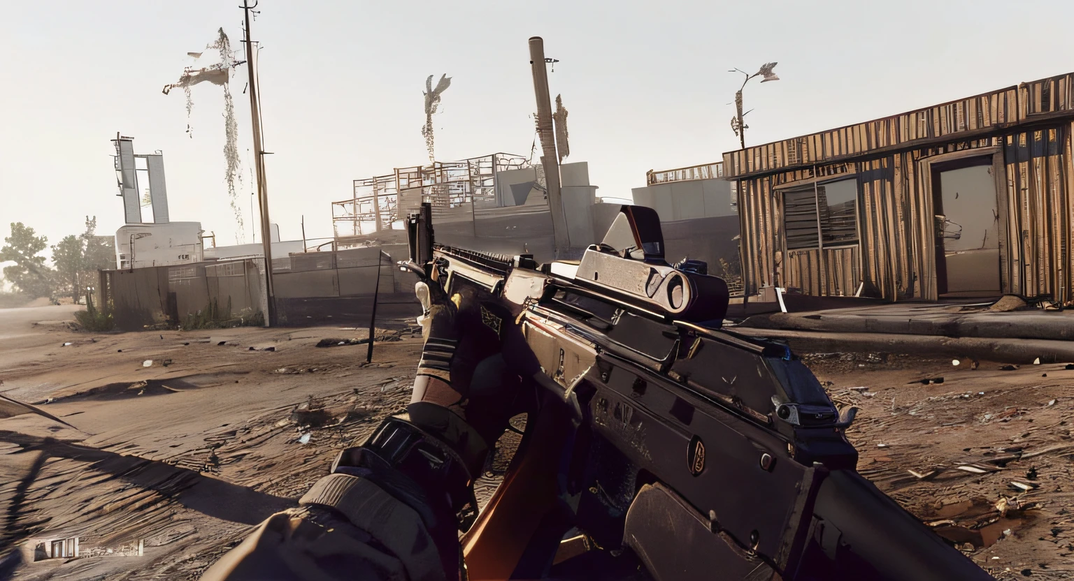 Arafed arma com uma pessoa segurando uma arma em um deserto, FPS jogo de tiro, Jogo de FPS, Captura de tela de um FPS, jogo de tiro em primeira pessoa hud, Fuga de Tarkov, Captura de tela do videogame de 2020, tiro em primeira pessoa, fps view, em Tarkov, captura de tela em primeira pessoa, Captura de tela do videogame, arma em primeira pessoa, realista unreal engine 3 d jogo