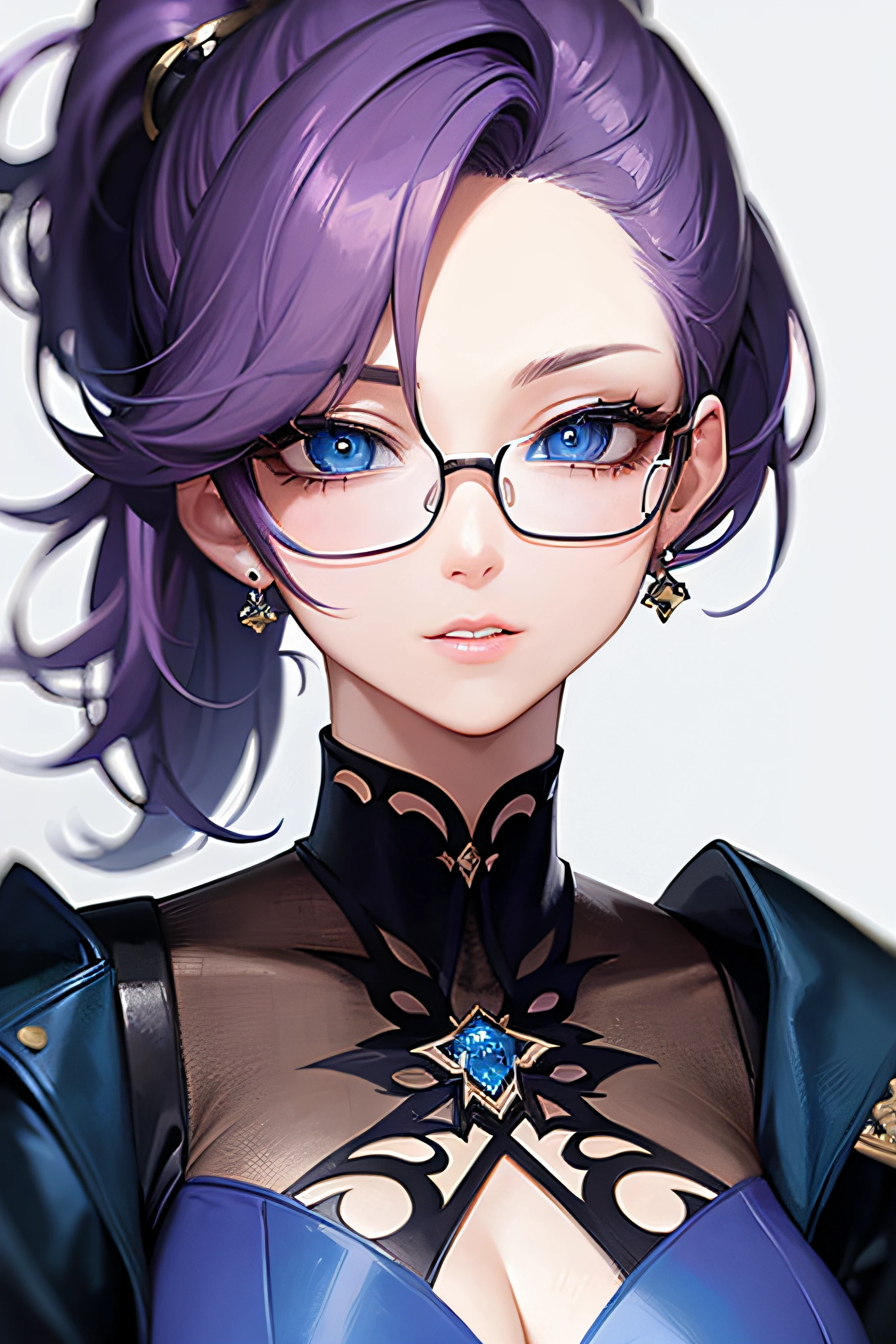 anime - style image of a woman with purple hair and glasses, detailed digital anime art, beautiful anime portrait, detailed anime character art, anime moe artstyle, detailed portrait of anime girl, extremely detailed artgerm, stunning anime face portrait, artgerm. high detail, with glasses, highly detailed exquisite fanart, artwork in the style of guweiz, bright blue eyes, blue eyes, blue eyed