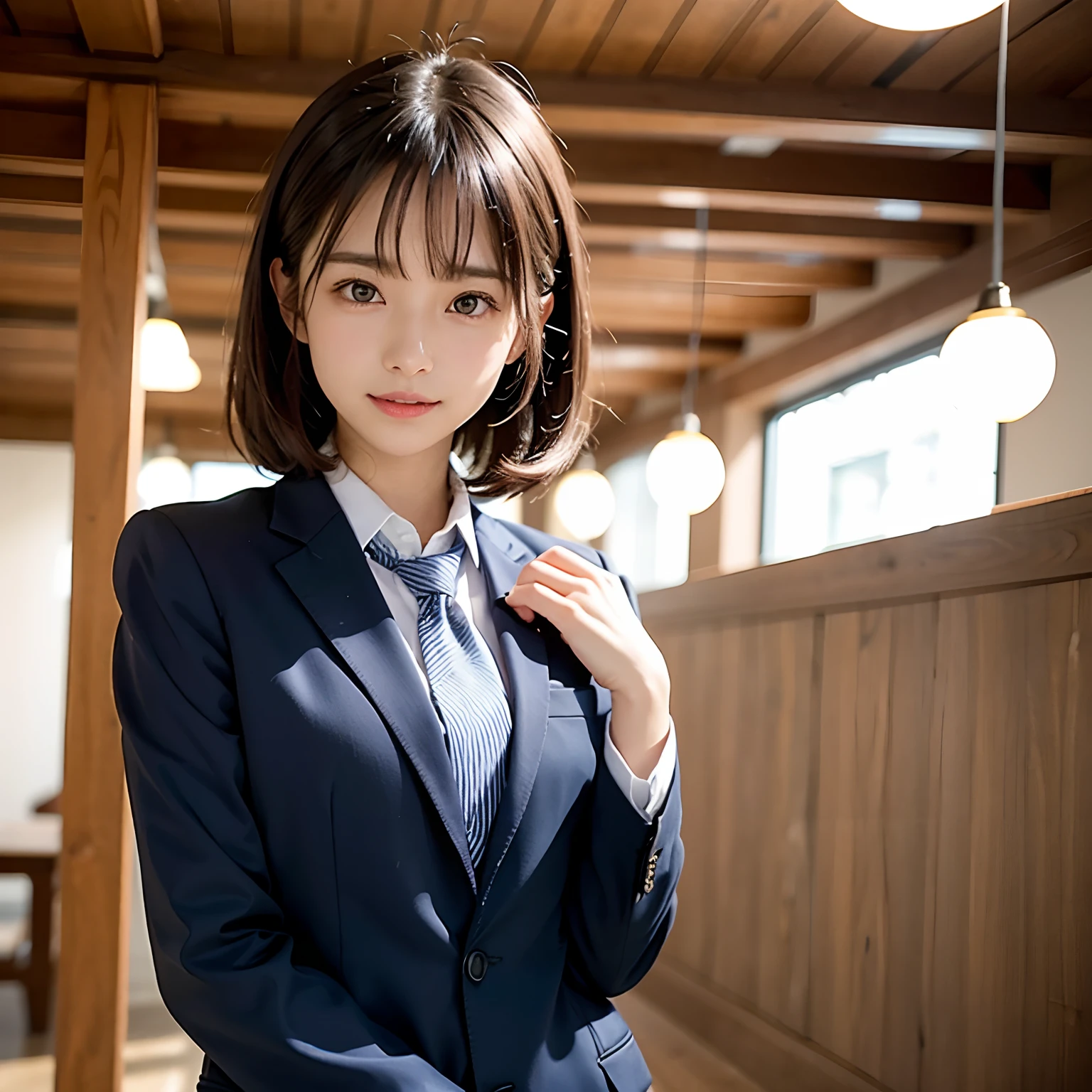 one girl, (((smile)))、Beautiful breasts、Brown eyes, ((Gal Hairstyles)) blonde, girl, (Eye and facial details:1.0), break, (masterpiece, Highest quality, Very detailed, Detailed face, 8k)、((Upper Body))、(masterpiece:1.3), High resolution, Very detailedな, 非常に精細なCG Unity 8k壁紙, Realistic, photo-Realistic, RAW Photos, Beautifully detailed face, Pale skin, Realistic glistening skin, Detailed cloth texture, Detailed hair texture, Perfect Style, Beautiful Face, Accurate, Anatomically correct, 非常にDetailed faceと肌の質感, fine grain, Brown eyes, double eyelid, Thin eyebrows, (Droopy eyes:0.65), (Glitter Eyeliner:1.2), Natural Cheeks, Glowing Skin, (Fair skin:1.2), Shiny necklace and earrings, (Glossy Lips: 1.4), 
break
 (Elegant and cute:1.3), (High ponytail hairstyles, Wavy Hair), (魅惑的なsmile:1.2) (Wear an elegant business suit:1.3), (Black Stockings), Medium , 
break
 ((Cowboy Shot:1.2)), (Cross-legged sitting pose:1.4), At the train door, ((Night city view:1.2)),