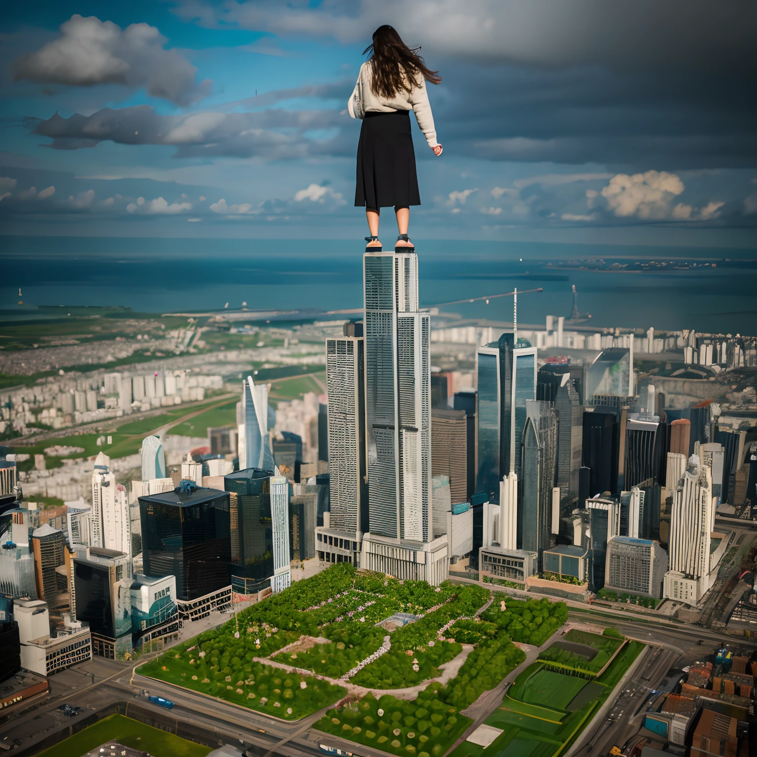 Giantess stepping on micro city