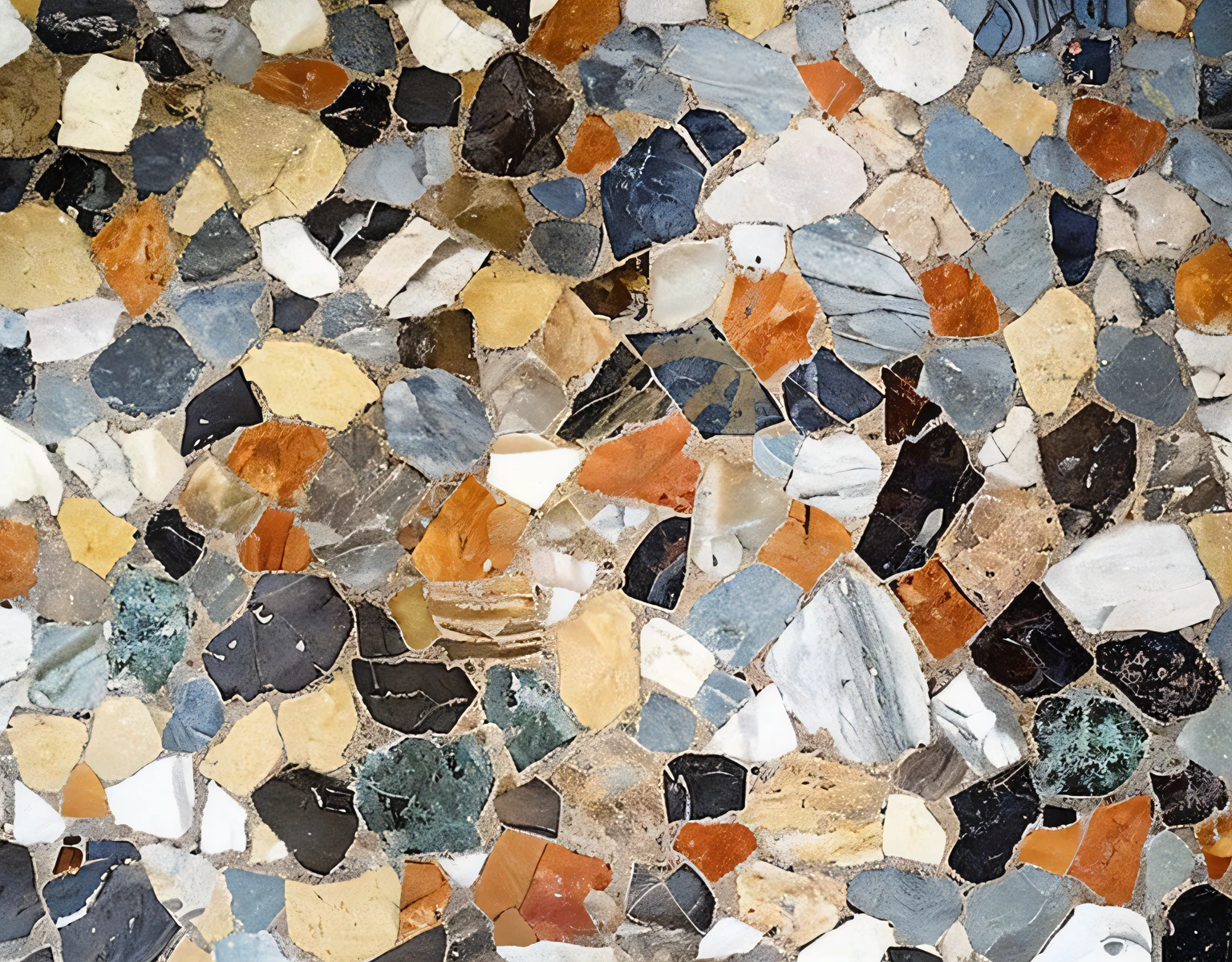 Increase Resolution Image of Colorful Floor with Multicolored Marble, mosaic stone floor, balcony, Irregularly shaped mosaic tiles, Stone floor, Mosaic Floor, Colored marble, Floor tiles, conglomerate, Marble floor, a mosaic, stunning image, stone, Marble, Carlo Carra, Pearl Slabs, Ancient Stone Tiles, 17th century