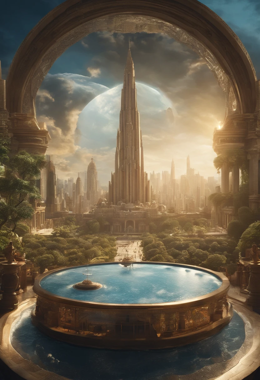 Atlantis、prosperity、Many people、Big city、A big city on the sea、Urban islands々々々々、civilization、Super Science City、Advanced、Ring-shaped continents、A large city spread out in concentric circles