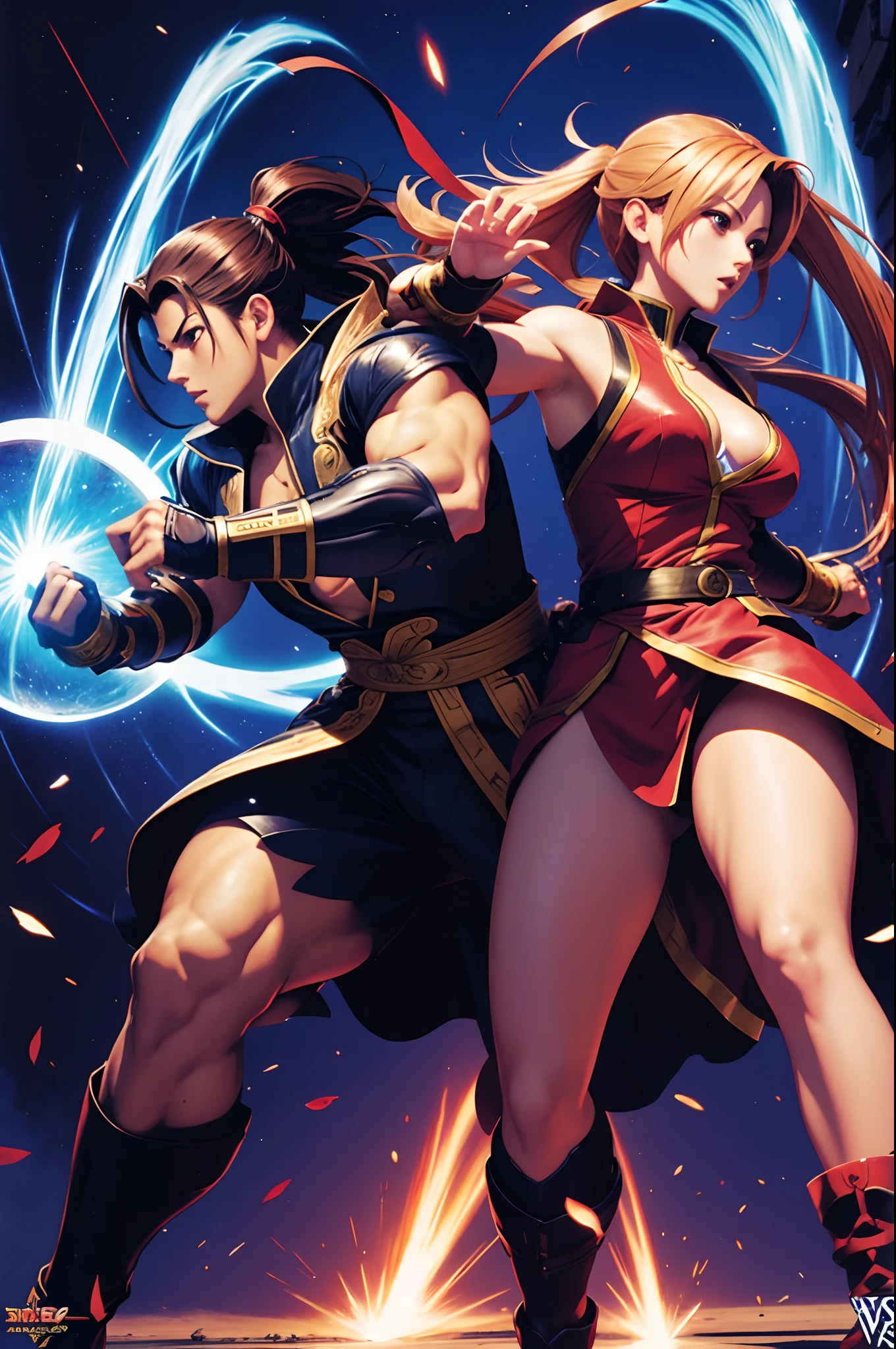 Husabandos vs. Waifus, Men vs. Women, fighting game boxart, art by Shinkiro.