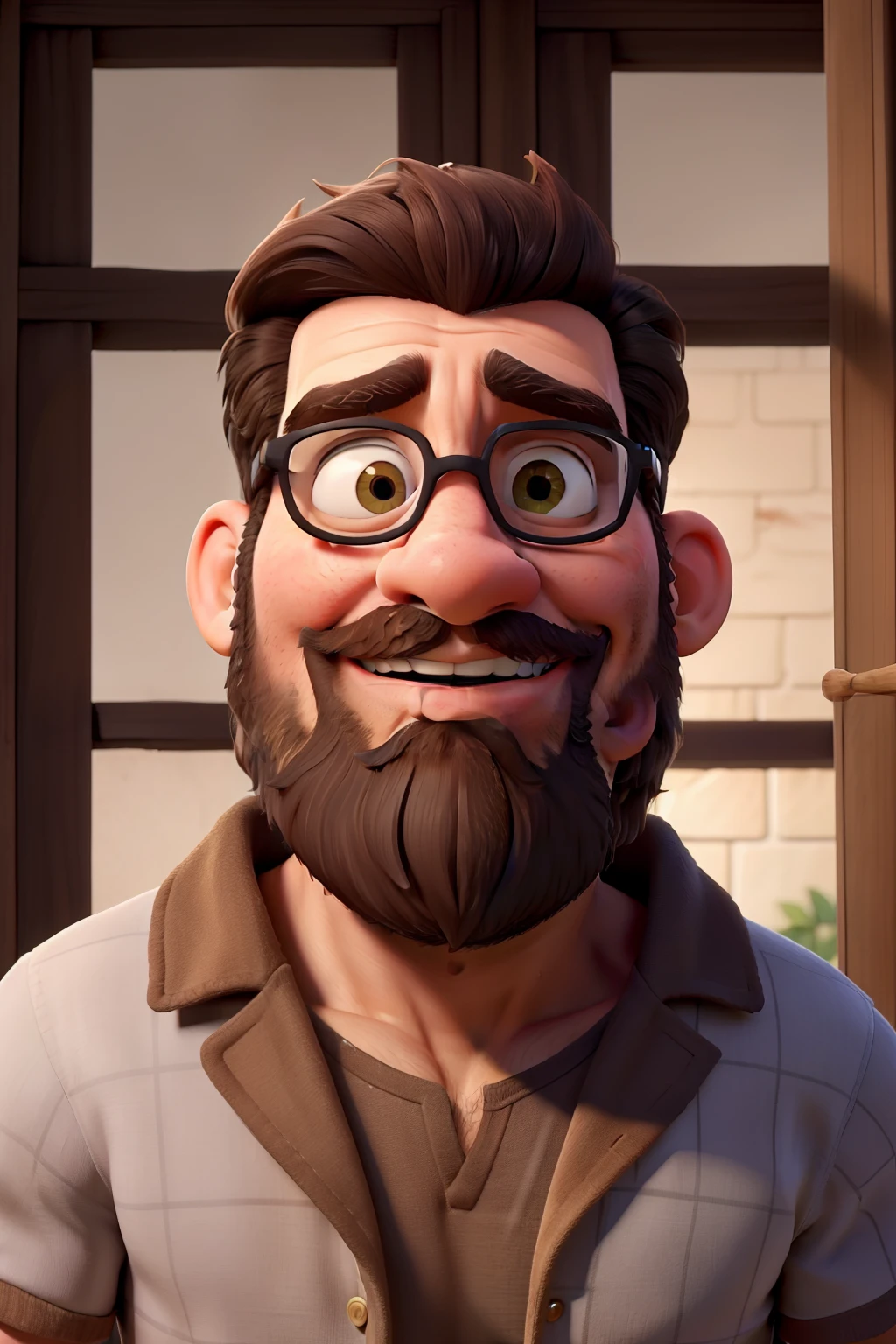 Obra-prima, de melhor qualidade, homem com barba ao lado de Jesus em quarto