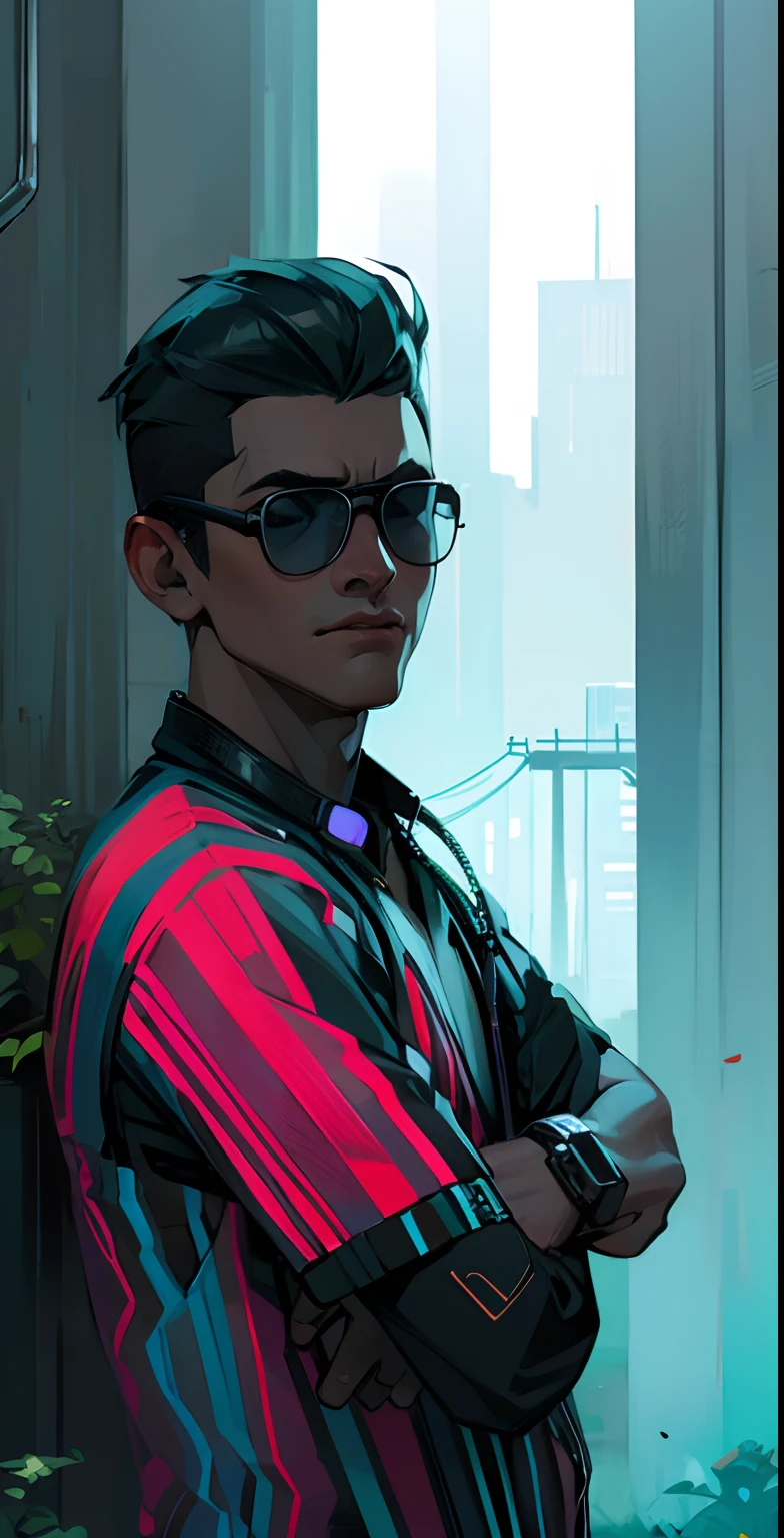 cyberpunk hasdsome boy ultra HD with cat