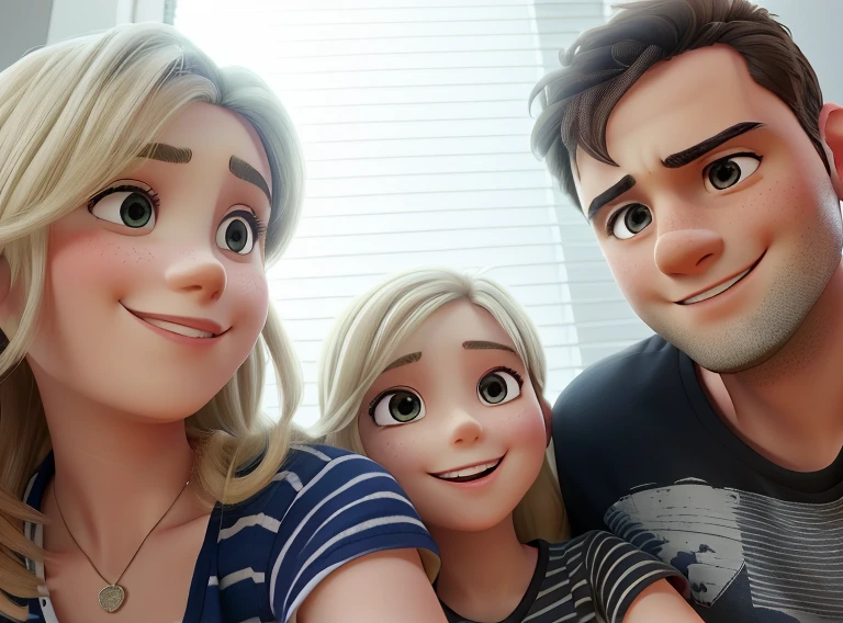 The image features a man, a woman, and a young girl posing together for a picture. They are all smiling and appear to be enjoying their time together. The woman is wearing a striped shirt, while the man and the girl are both wearing black and white outfits. The girl is positioned between the man and the woman, creating a sense of unity and togetherness among the three of them.
Enter text and press ENTER
