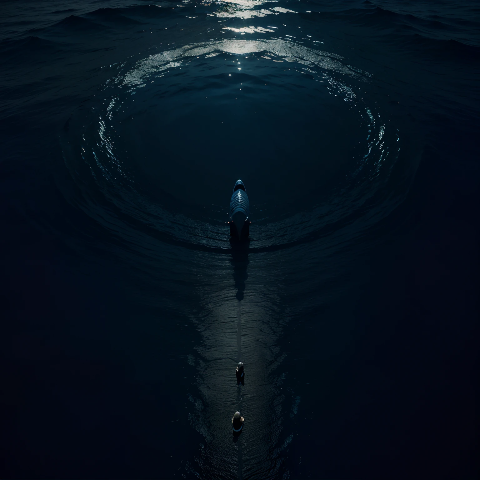 Dark ocean with a single fish