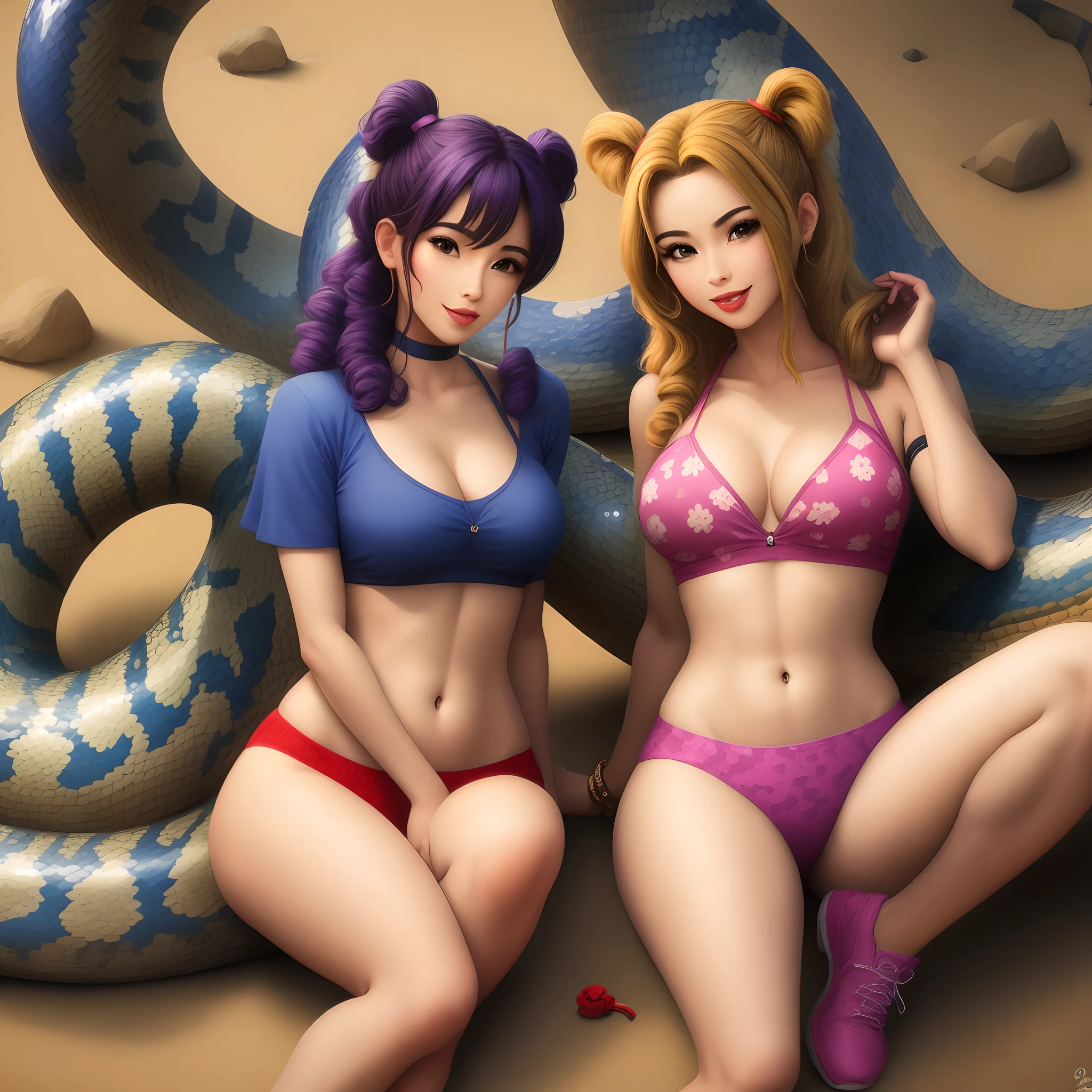 Um macaco e uma cobra amigas