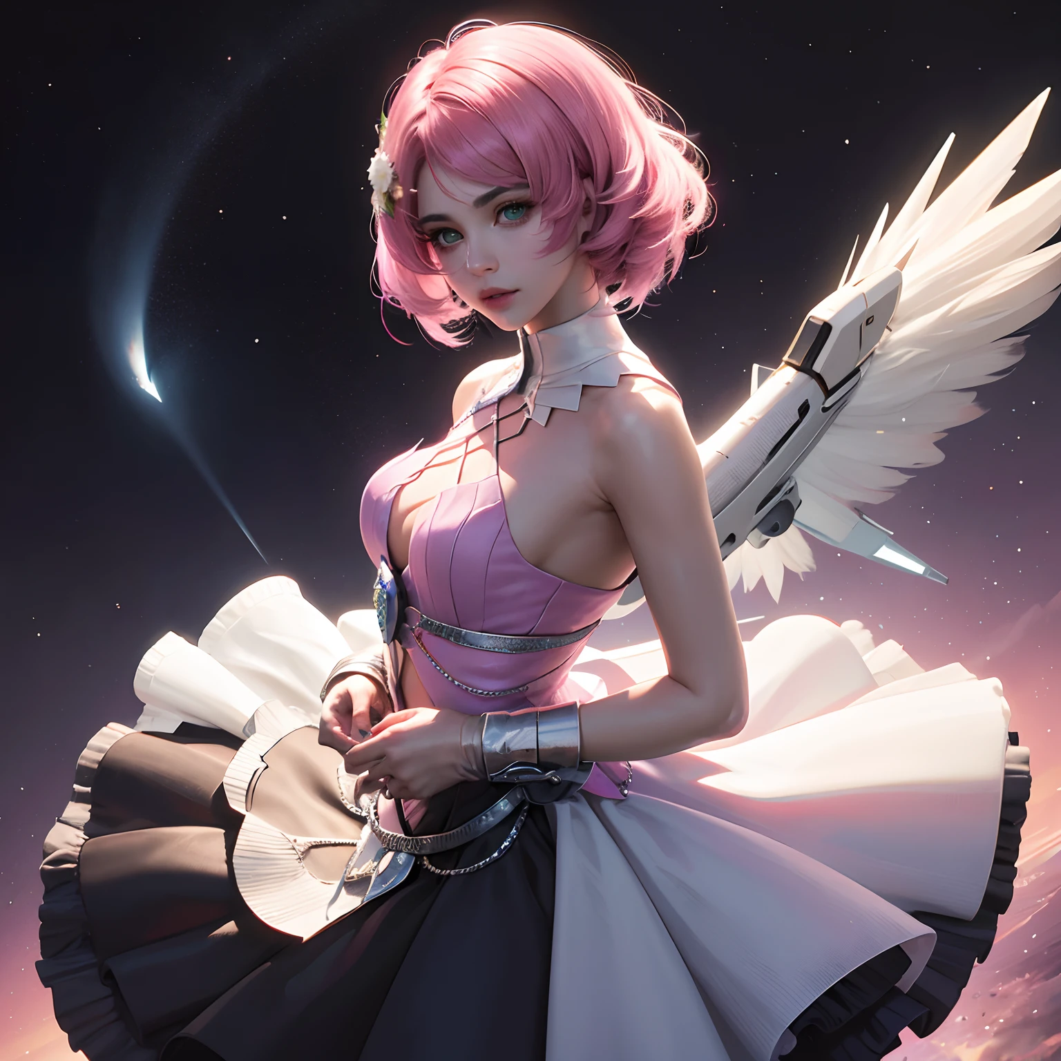 anime style; 3d; glitter; pokemon pidgeotto is human; fancy and luxurious outfit based in Pidgeotto of pokemon; details based in Pidgeotto