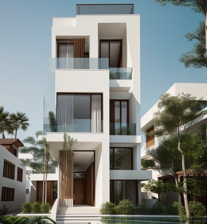 (a modern house:1.1, contemporary architecture:1.1), (villa:1.2), (large size, spacious:1.1), (luxurious:1.1), (minimalist design, clean lines:1.1), (floor-to-ceiling windows:1.1), (open concept:1.1), (high ceilings:1.1), (sleek:1.1), (impressive entrance:1.1), (infinity pool:1.2), (panoramic views:1.1), (luscious greenery:1.1), (meticulous landscaping:1.1), (terrace:1.1), (poolside lounge chairs:1.1), (natural light:1.1), (contemporary furniture:1.1), (indoor-outdoor living:1.1), (spacious bedrooms:1.1), (marble flooring:1.1), (state-of-the-art kitchen:1.1), (minimalistic decor:1.1), (smart home technology:1.1), (impeccable details:1.1), (artistic sculptures:1.1), (modern artworks:1.1), (chic:1.1), (sophisticated:1.1), (elegant:1.1), (warm lighting:1.1), (modern fireplace:1.1), (ocean view:1.1), (cityscape:1.1), (bold color accents:0.9), (seamless indoor-outdoor transition:1.1), (architectural masterpiece:1.2), (meticulous craftsmanship:1.1), (awe-inspiring:1.1), (high-end finishes:1.1), (exquisite design:1.1), (serene atmosphere:1.1), (homely feel:1.1), (exclusivity:1.1)