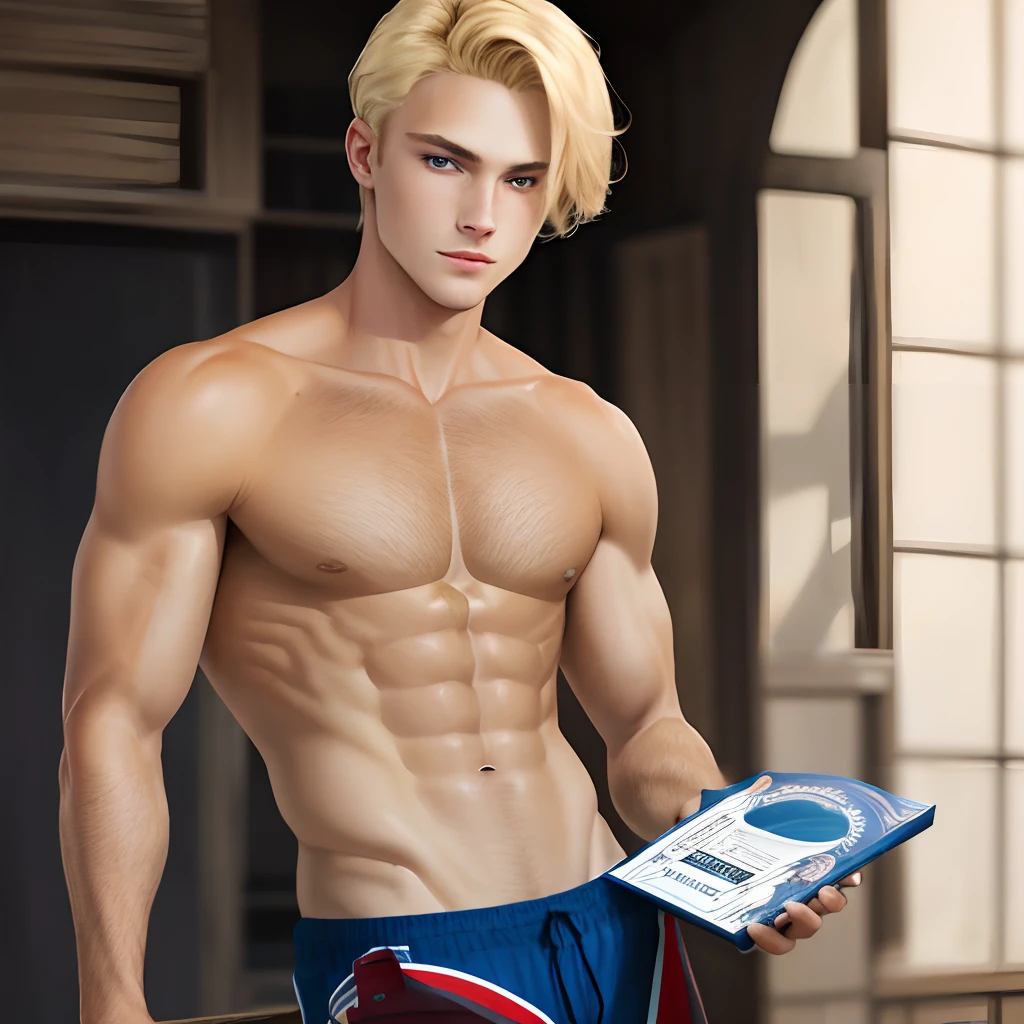 Blonde hair, blue eyes, male, tan skin, 7 inch ,
