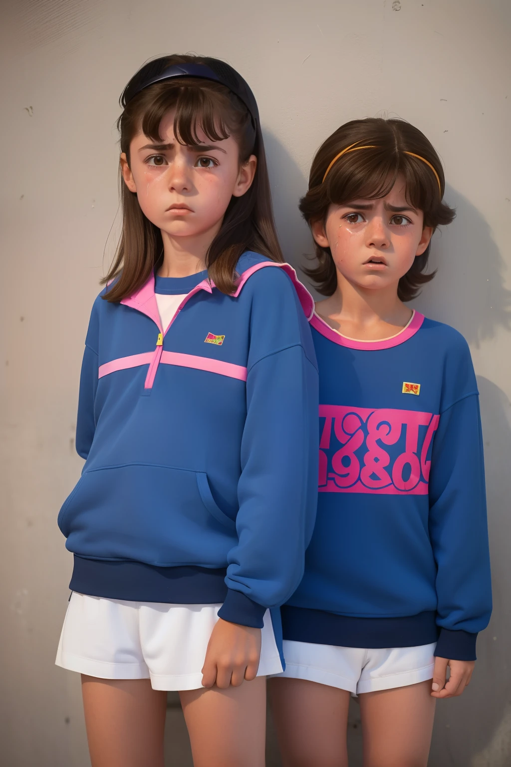 Location: Northern Spain. Pre-raphelite -yeld gi and her little youger brother, ((worried look)) ((angry)) ((sad)) ((crying)), ((((Clothing from the 1980s)))) ((1980s hairstyle)), ((("OMITB" cinematography)))