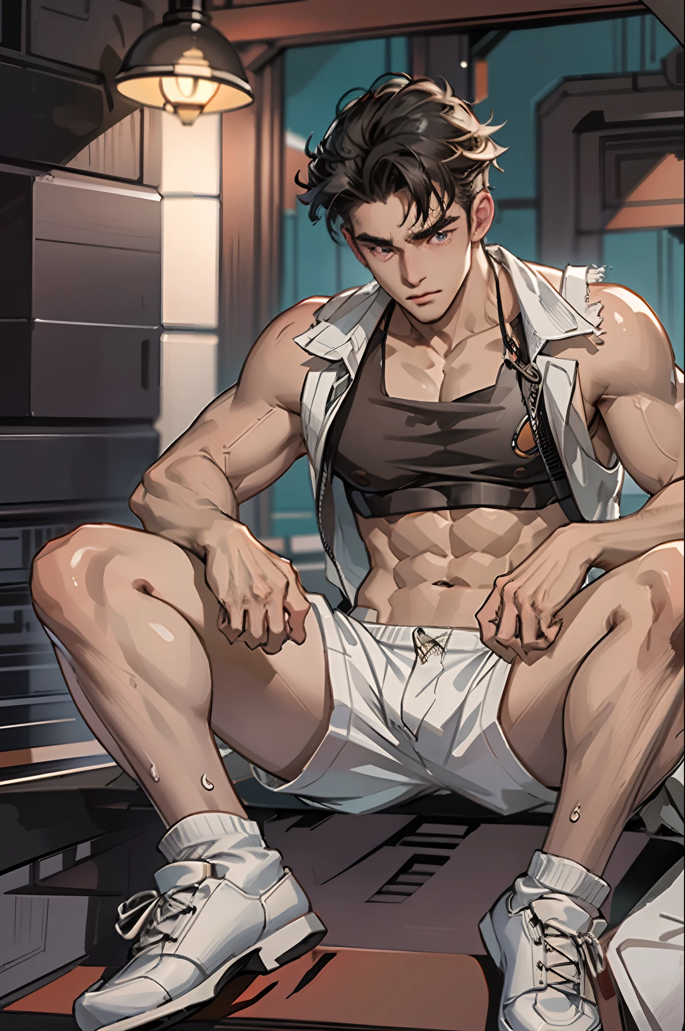 Libido boy,Tong,large pecs,Big bag,Half recumbent,CG sense,POV perspective,spread their legs,Dark atmosphere,8K,Cinematic lighting effects,Textured skin,best qualtiy,Storytelling images,Storytelling images,dynamic blur,actionpose,Elevation viewing angle,Physical Education Student,basketball suit,vests,Classroom,with brown skin,Serious expressions,Hot gas,Keep one's mouth shut,Abs,full bodyesbian,solo person,Bare legged,Foot odor,dermatophytosis,white short socks,Sitting down,Undress,Take off your pants,musculous