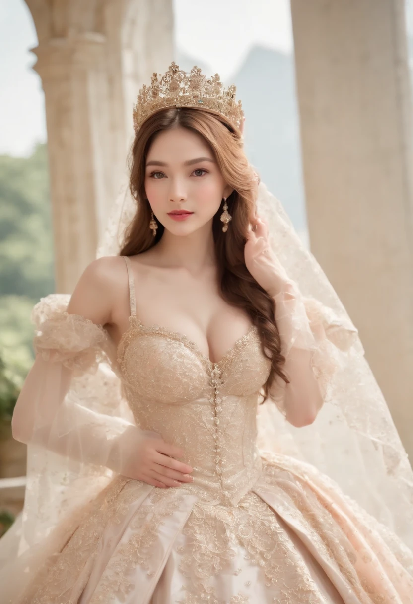 (masutepiece),(Best Quality), (Super Detail),(Highly detailed CG Unity 8k wallpaper),((Very delicate and beautiful)),((Full body portrait)),((Stand in the garden)),((Solo)),(((One princess in a very gorgeous rococo princess ball gown adorned with gorgeous embroidery and jewels and a voluminous full-length hoop skirt ))),(((Crinoline Hoop Skirt))),Long Train,((Gorgeous embroidery and jewelry)),voluminous ruffles,(((very very gigantic boobs,Skindentation))),cleavage,((Very long straight hair,Very voluminous straight long hair,Very long straight hair)),(finely detailed face and eyes),((Seductive smile,embarrassed)),Beautiful eyes like jewels,Very gorgeous hair ornament,(A very gorgeous tiara adorned with sparkly jewels),((Glitter Gorgeous Gemstone Jewelry)),Gorgeous Long Veil,(Opera Globe),(Beautiful background),(Full body),((Gorgeous Rococo Princess Ball Gown with Gorgeous Embroidery and Jewels and Voluminous Full-Length Hoop Skirt))((((((Front Opening Skirt、Lift up your skirt so you can see your panties )))))))