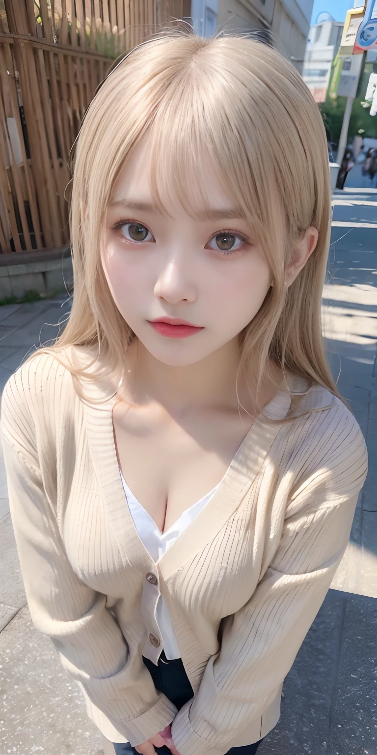 masutepiece, Best quality,  (8K highest quality、tmasterpiece:1.2),(Photorealsitic:1.4),octane renderings,3D rendering hyper-detail, realistic skin textures, Beautiful detail eyes, Very detailed CG Unity 16k wallpaper, 1girll，putting makeup on，((Photorealsitic:1.3, RAW photography, Top image quality: 1.3)), Very detailed and professional lighting,（Scenery of the natural park）, ((Perfect full body configuration1.3)), ((Beautiful detailed eyes, Clean face、gaze staring at the camera,long eyelasher,largeeyes,Distinct double eyelids,Exquisite hand details,clean skin quality,Gloss on lips)),((Random cute facial expressions:1.3)),((Random cute hairstyle)), shiny skins, full bodyesbian,((Angle from Above)), ((Beige cardigan:1.3))