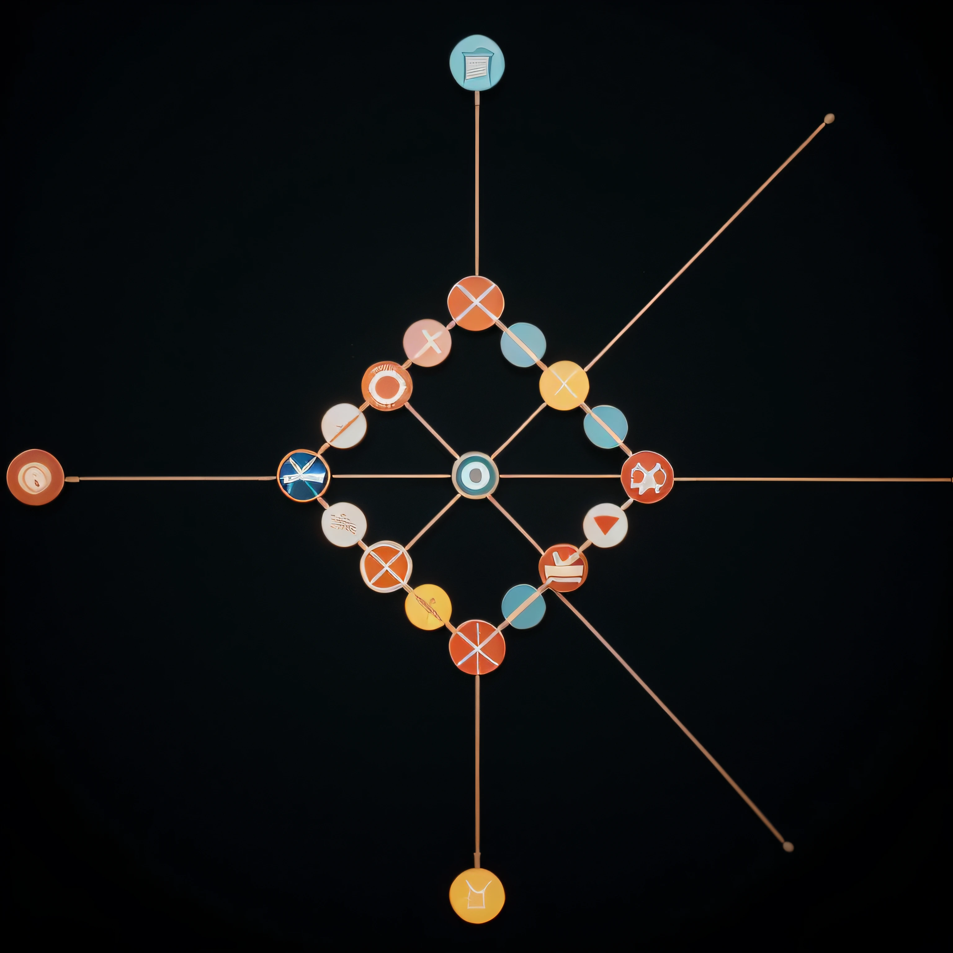 Graphical representation of a network with interconnected lines, formando uma malha visual. Use circles or dots along these lines to symbolize the individuals or points of connection. Escolha cores vibrantes para transmitir dinamismo, mas mantenha a paleta simples para garantir clareza visual.
No centro, You can add a stylized handshake icon or something that symbolizes collaboration. Make sure elements are easily recognizable even at smaller sizes.