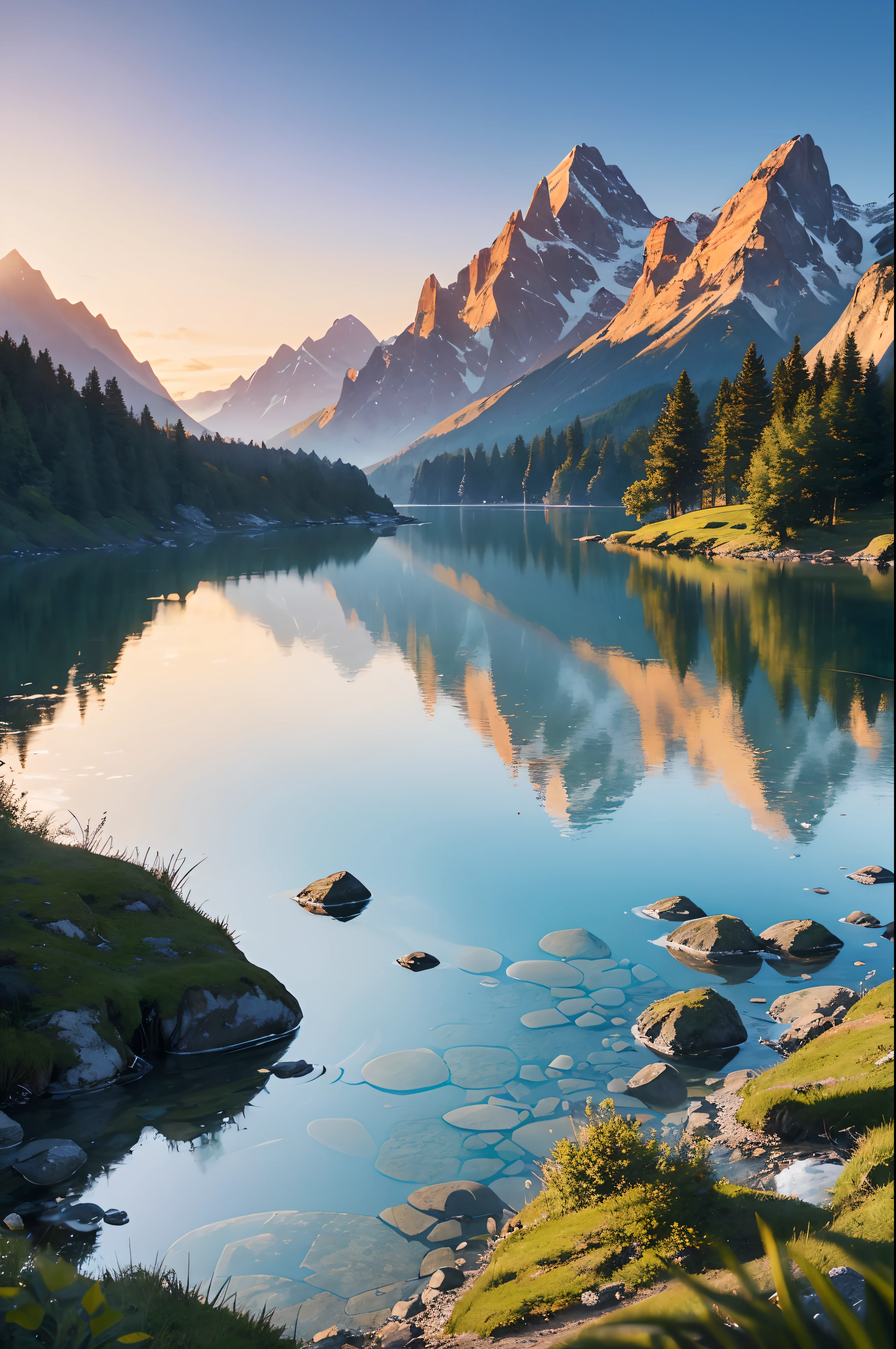 mountains,stream,masterpiece,(best quality,8K:1.2),high-res,ultra-detailed,epic,scenic beauty,serene colors,impressive landscapes,vibrant nature,highest level of detail,naturalistic lighting,immersive experience,realistic textures,crisp clarity,exquisite craftsmanship,lush greenery,picturesque scenery,panoramic view,captivating beauty,tranquil atmosphere,majestic peaks,frothy water,serenity in motion,awe-inspiring,divine beauty,peaceful sanctuary,unspoiled wilderness,harmonious composition,awe-inspiring vistas,jaw-dropping beauty,endless horizon,unparalleled magnificence