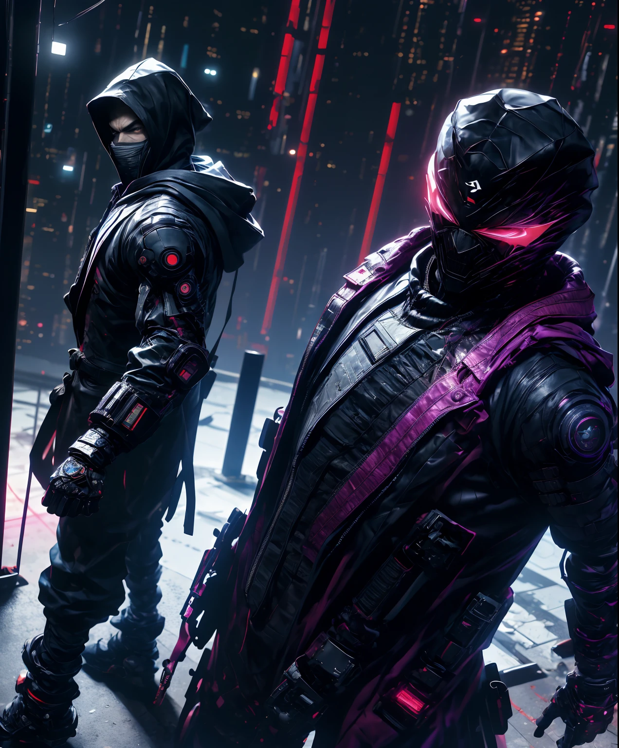 a man in a coloured jacket and black pants standing in a dark room, wearing cultist coloured robe, coloured attire, character from mortal kombat, as a character in tekken, fighting game character, cyberpunk assassin, coloured hooded mage, cyberpunk outfits, coloured clothes, the coloured ninja, wearing leather assassin armor, an edgy teen assassin, cool coloured jacket, cyberpunk street goon