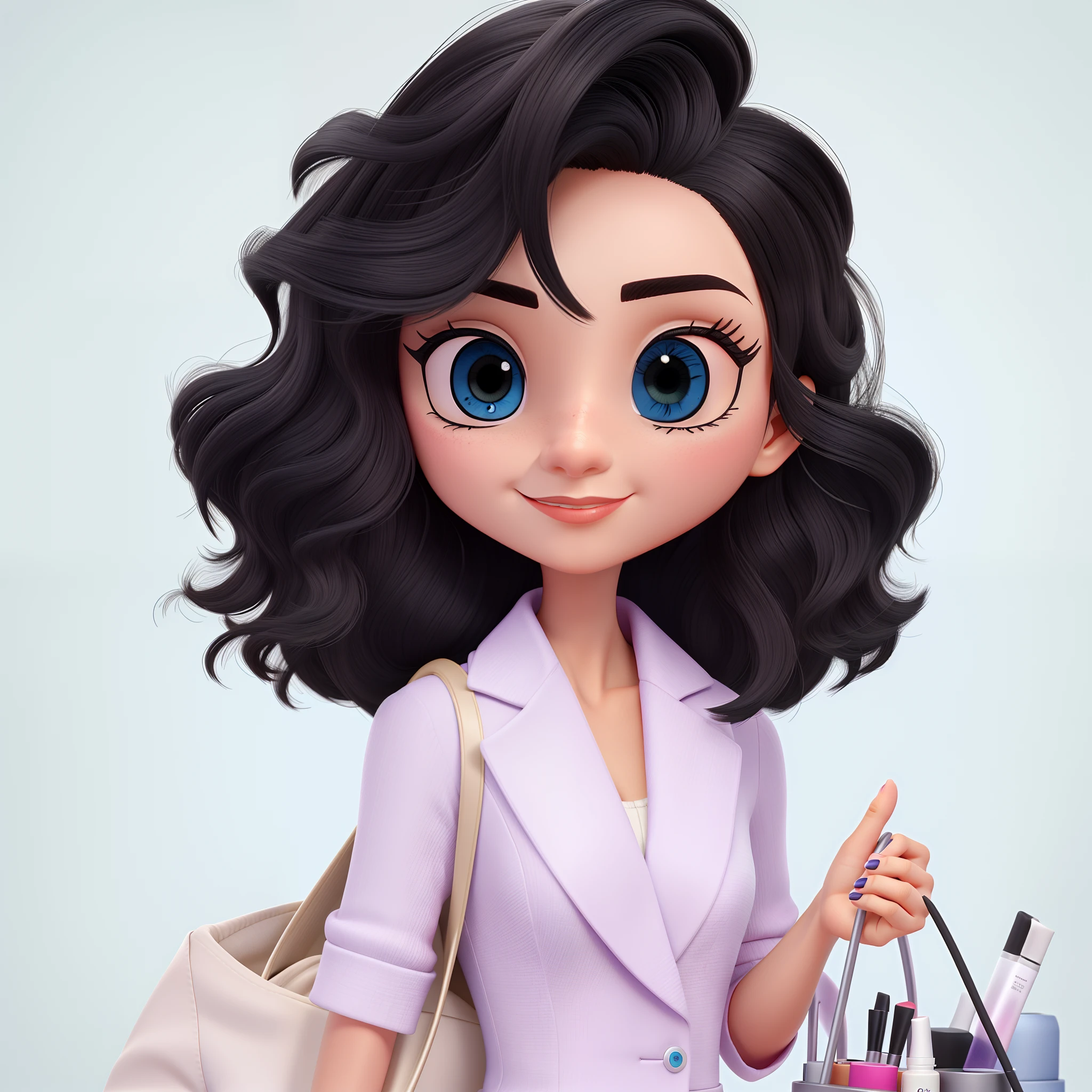 Olhos pretos  , corpo inteiro, Cosmetics Saleswoman