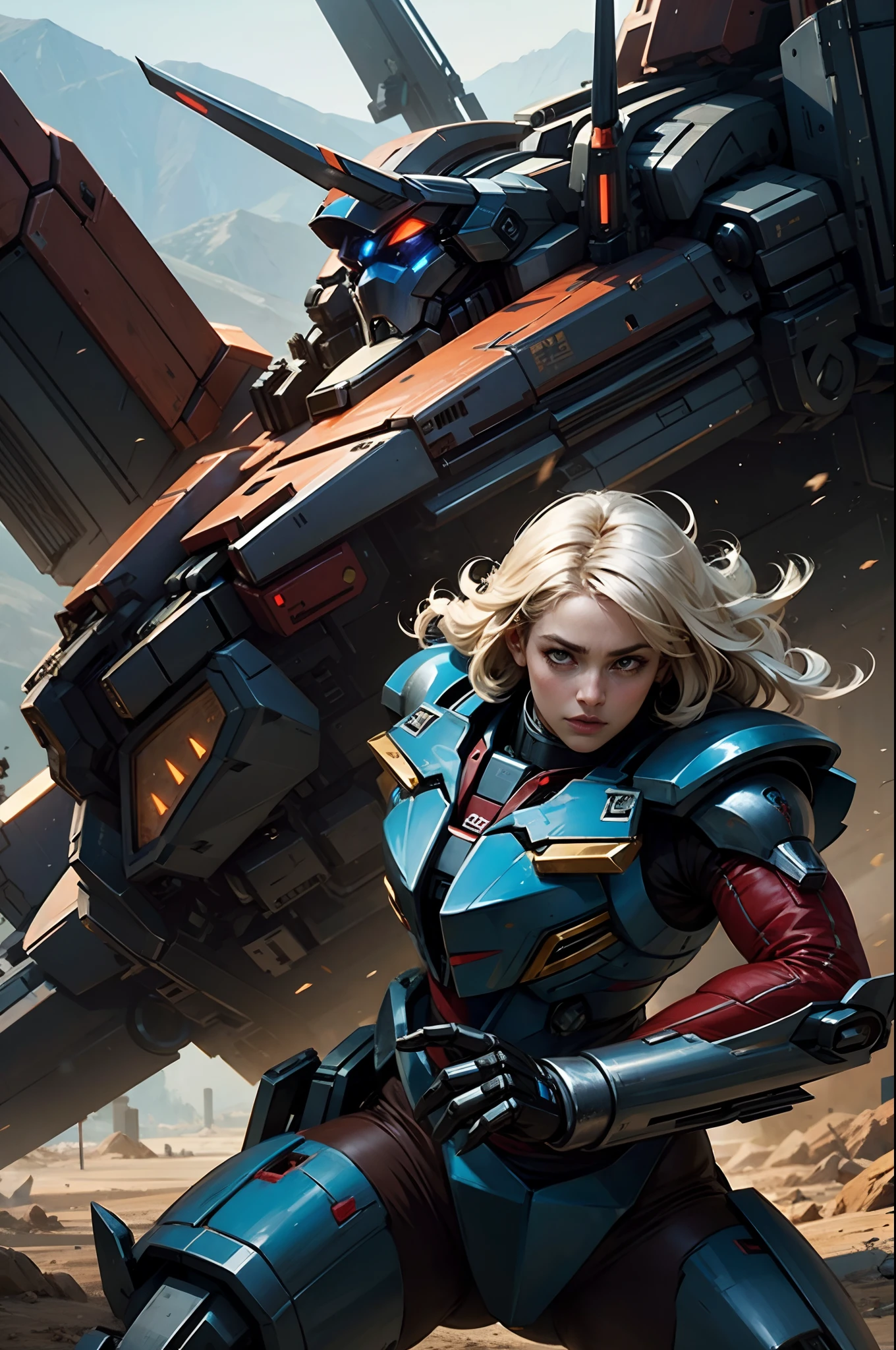 battle scene between two mechas